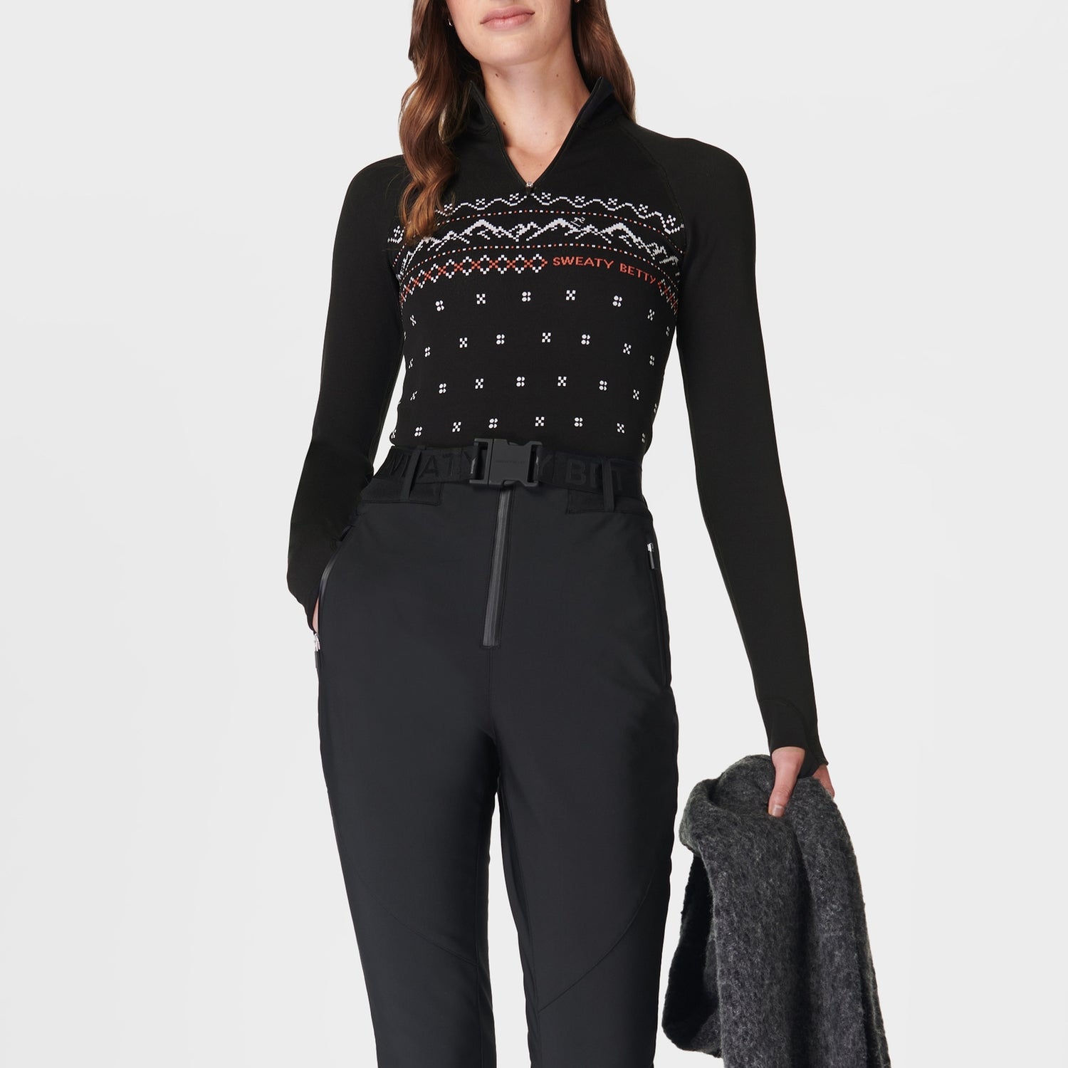 Sweaty Betty Alpine Betty Half Zip Jacquard Knit Top 