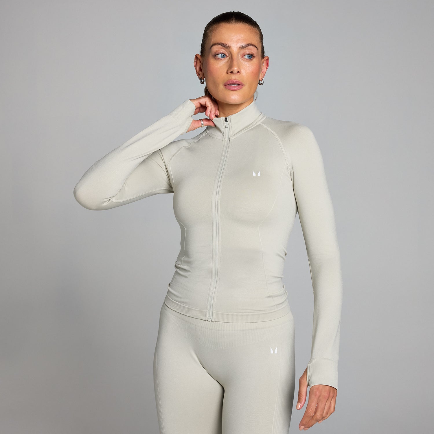 MP Women's Shape Seamless Zip Through Jacket - Ash - XS