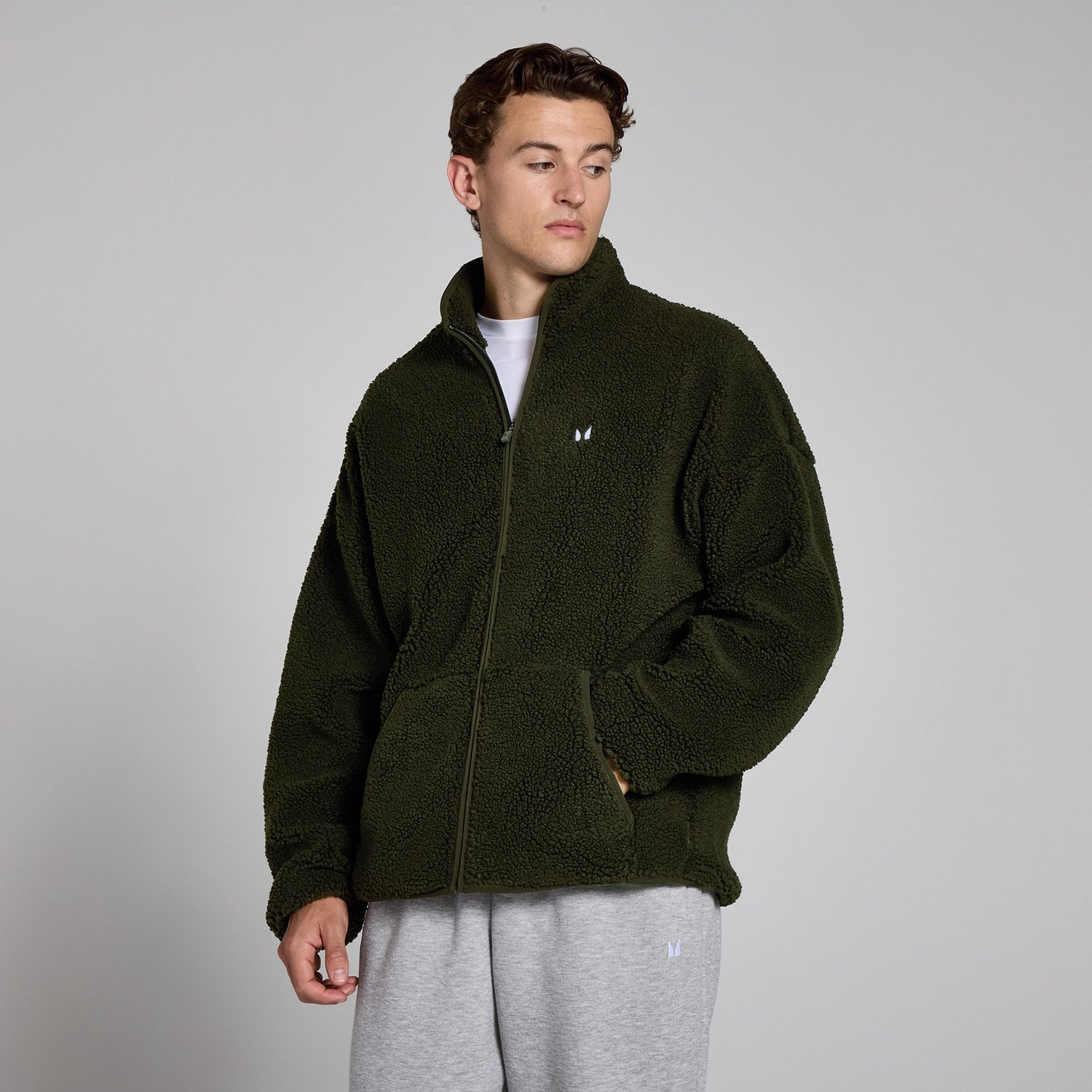 MP Men's Borg Full Zip - Forest Green - XS