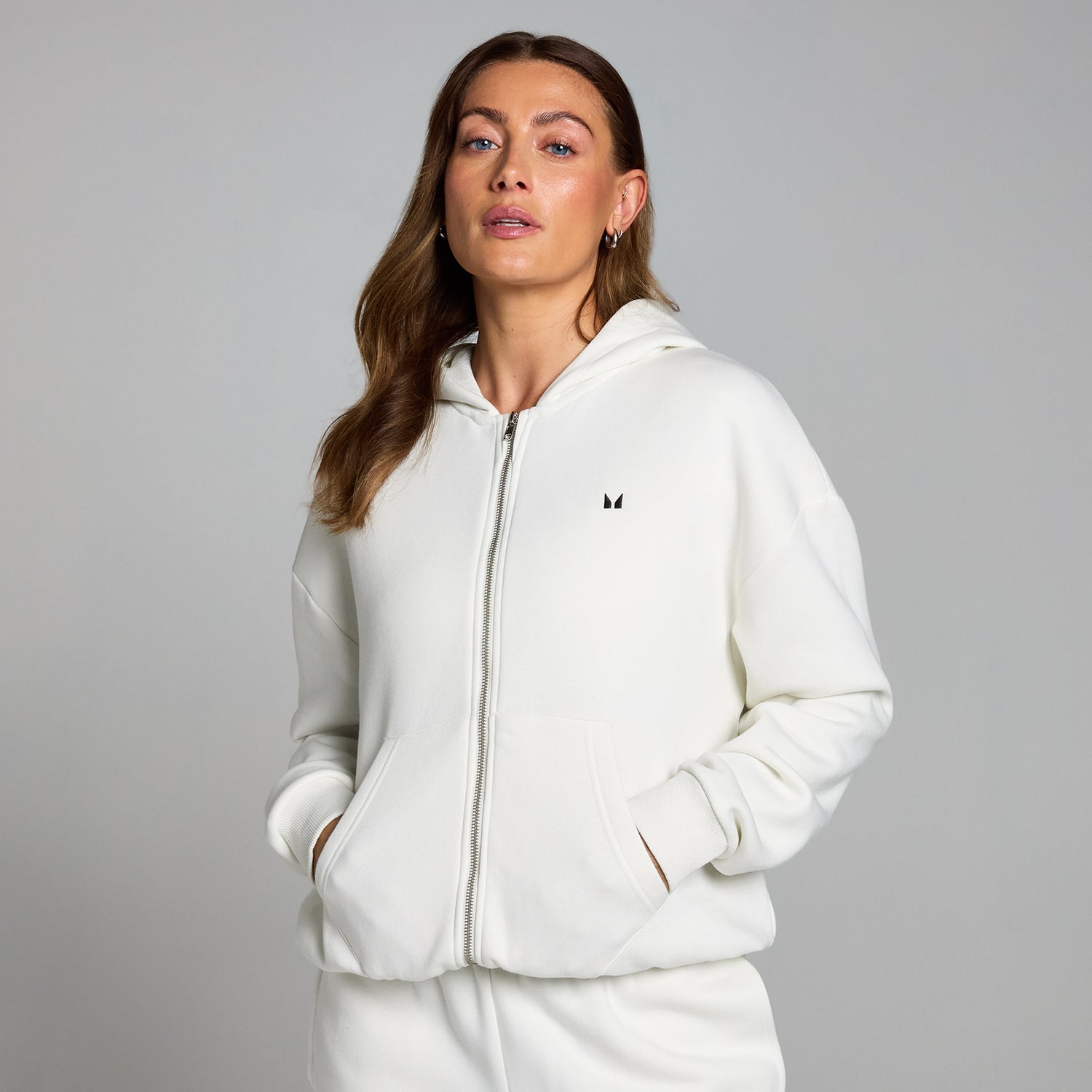 MP Women's Basics Zip Through Hoodie - Cloud - XS
