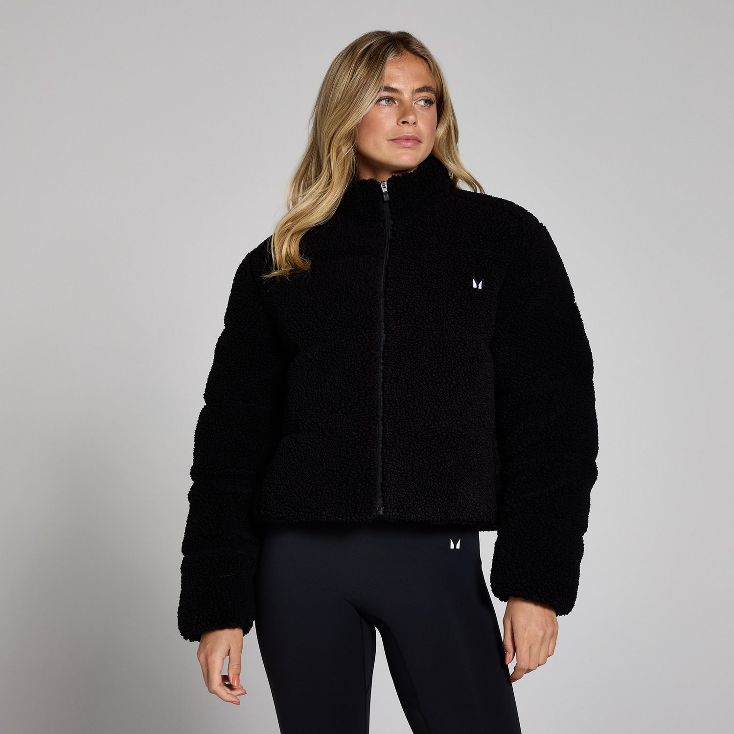 MP Women's Borg Puffer Jacket - Black - XS