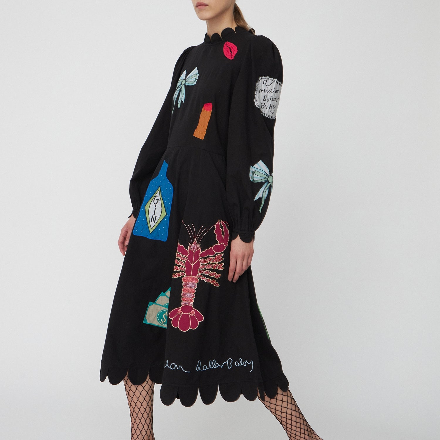 Stella Nova Bead Embellished Cotton Midi Dress - DK 36/UK 10