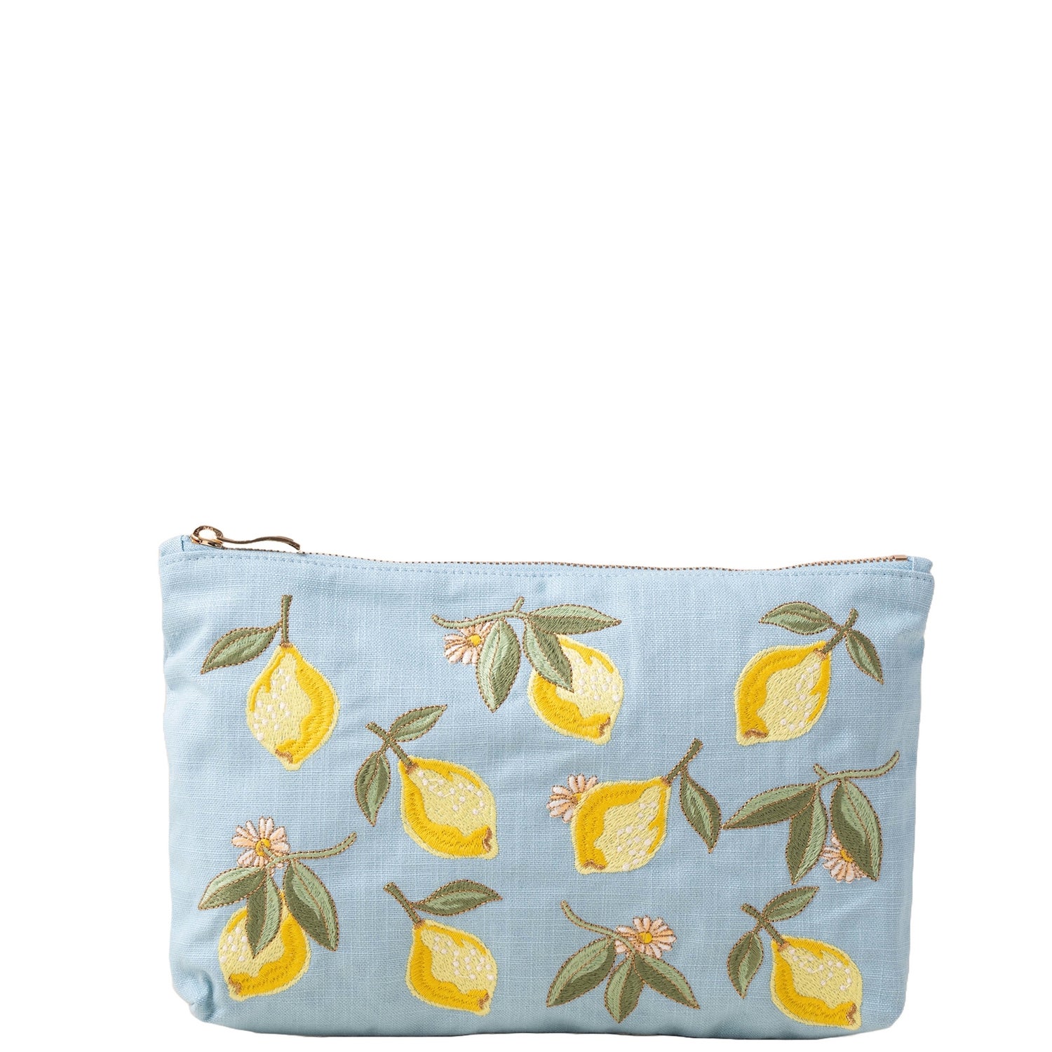 Elizabeth Scarlett Lemon Blossom French Blue Cotton Everyday Pouch