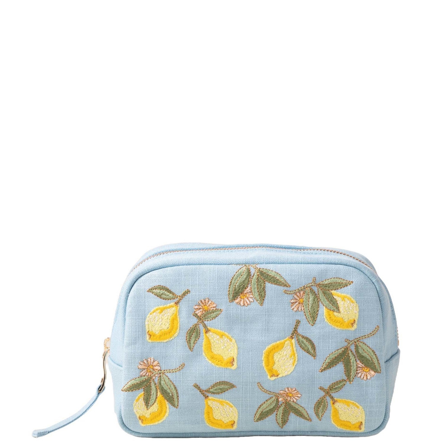 Elizabeth Scarlett Lemon Blossom French Blue Cotton Makeup Bag