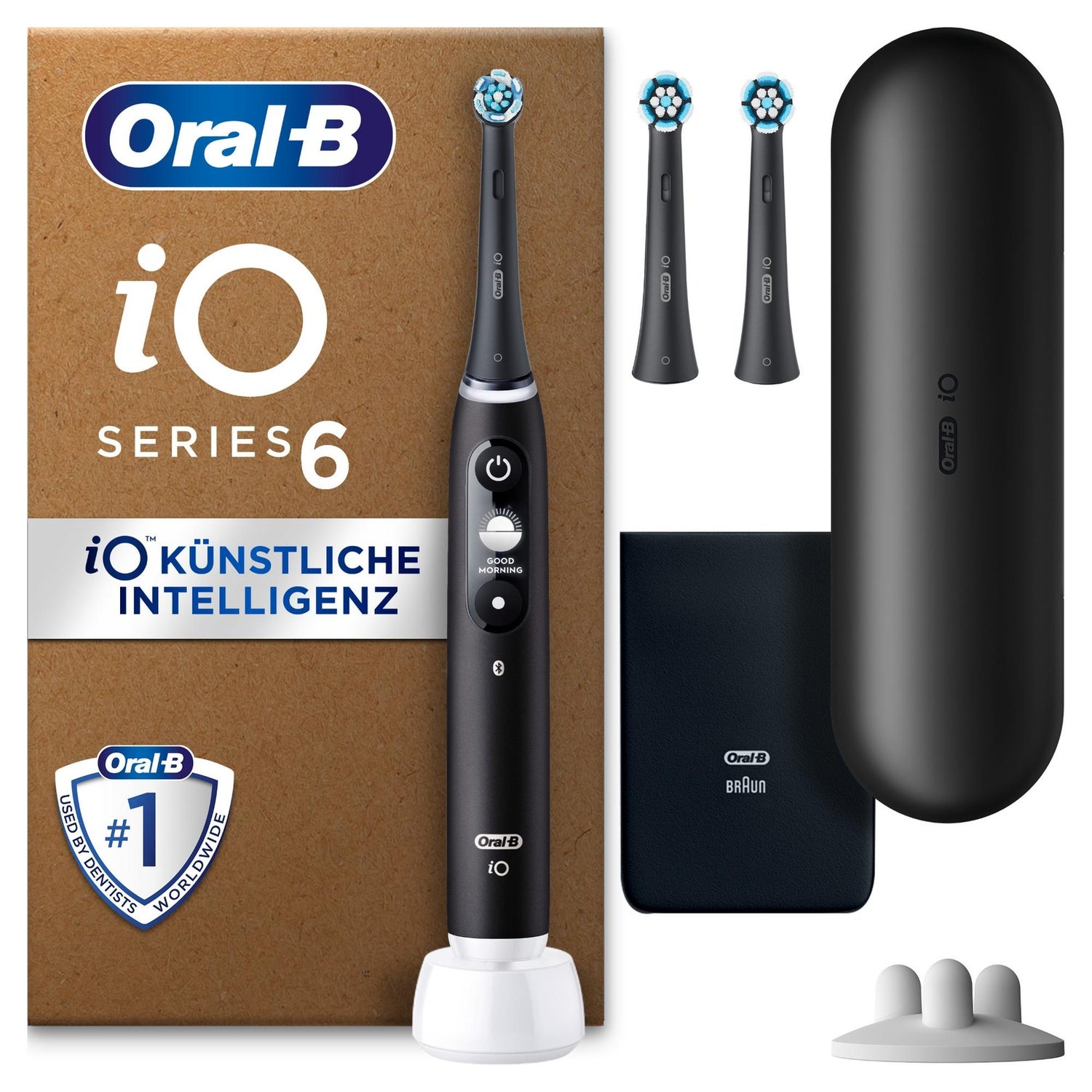 Oral-B iO Series 6 Plus Edition Elektrische Zahnbürste, Reiseetui, Black Lava, recyclebare Verpackung