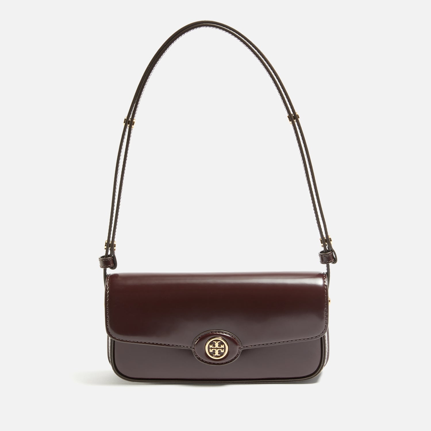 Tory Burch Robinson Spazzolato Patent Leather Shoulder Bag