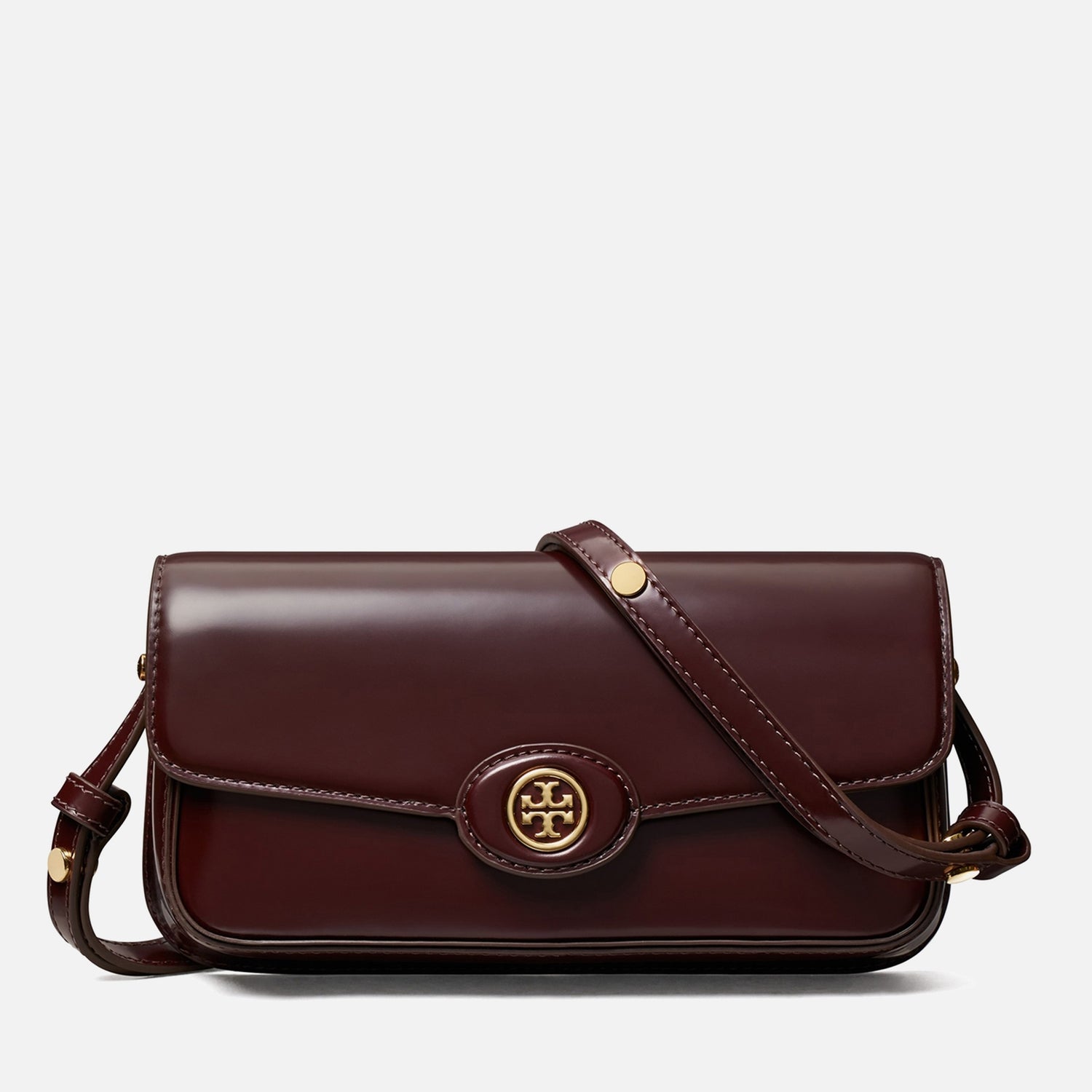 Tory Burch Robinson Spazzolato Patent Leather Shoulder Bag
