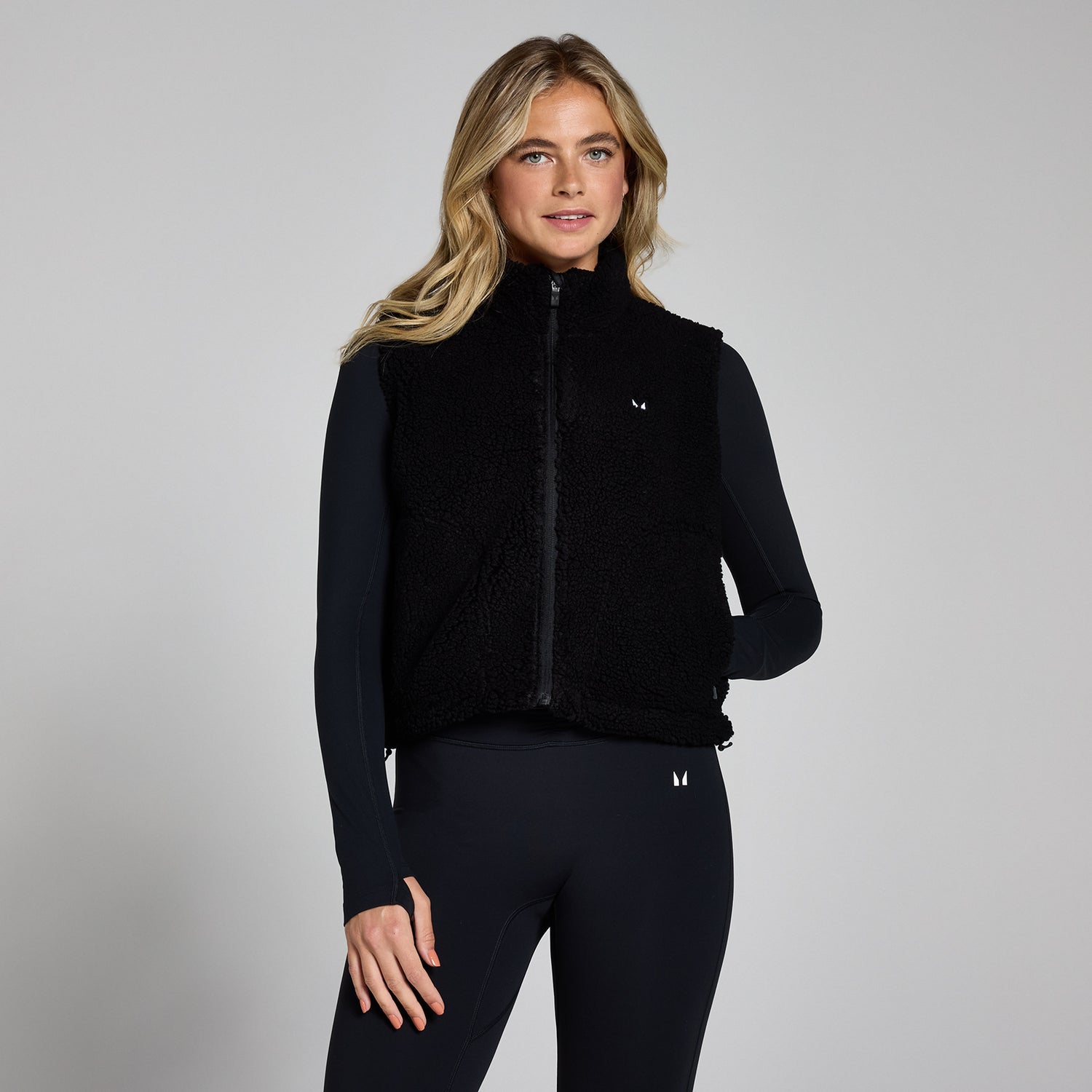 MP Women's Borg Cropped Gilet - Black - XS