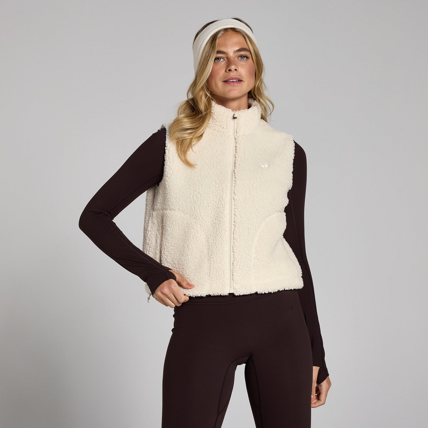 MP Women's Borg Cropped Gilet - Soft Cream - XS