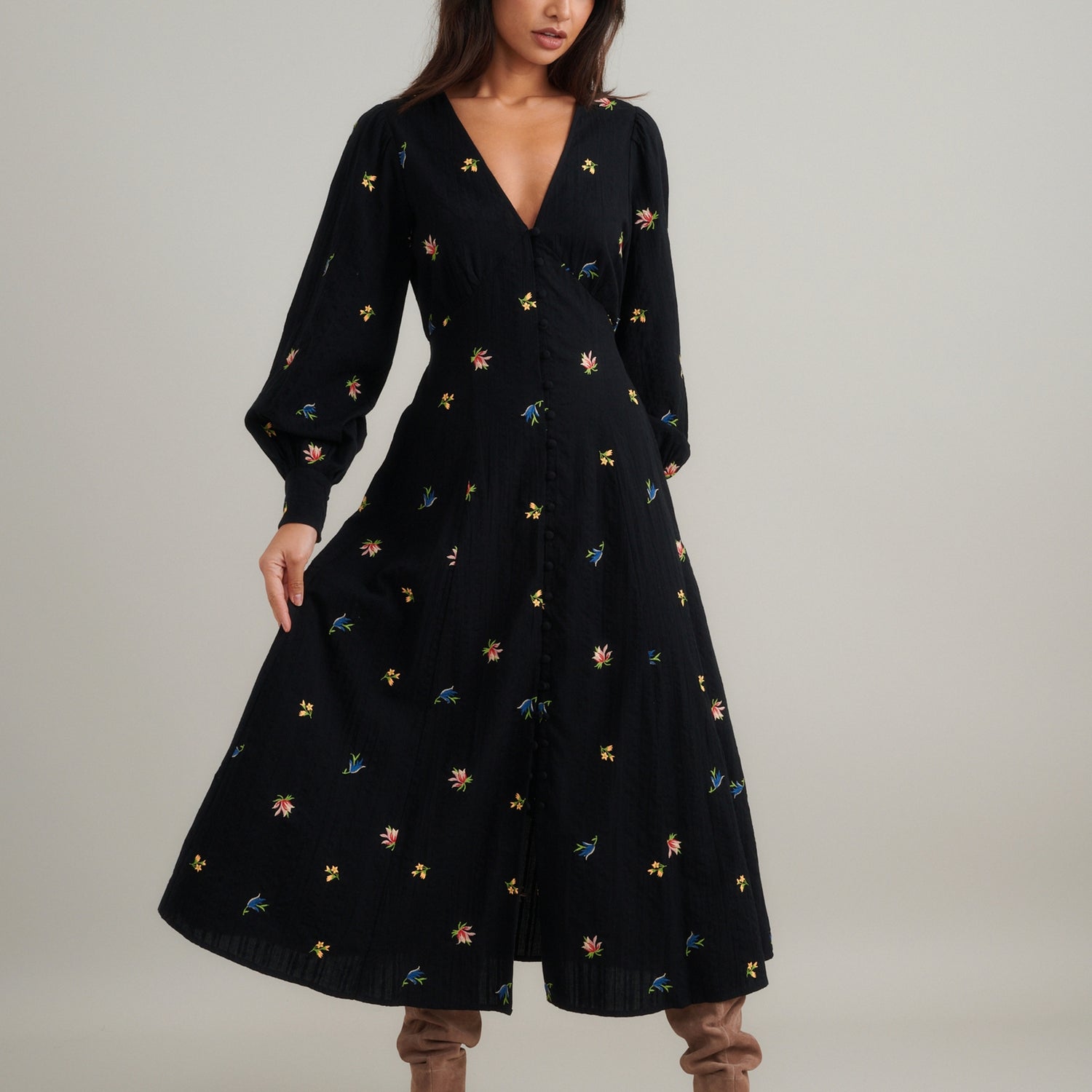 Nobody's Child Shannon Cotton-Gauze Midi Dress - UK 6