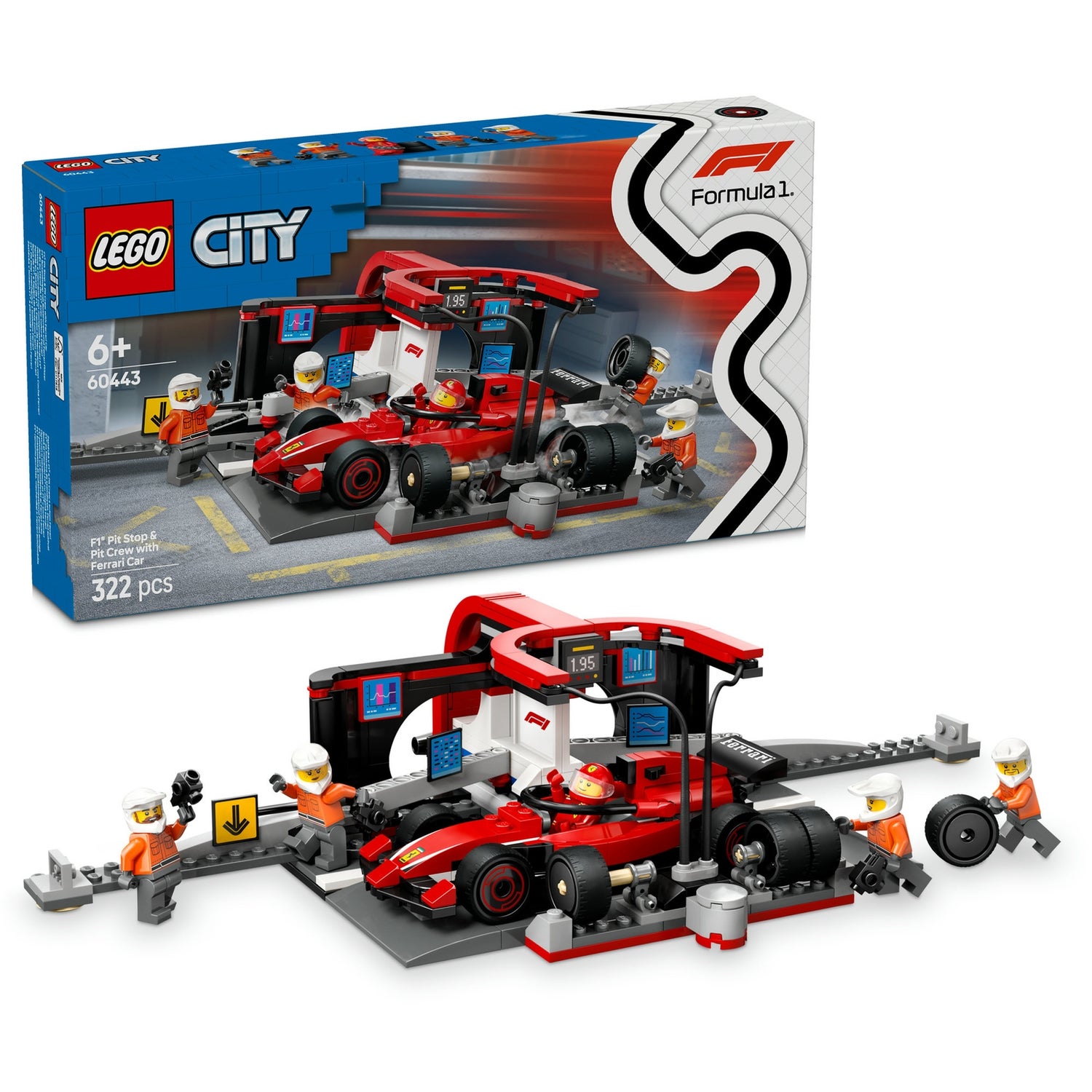 LEGO® City F1® Pit Stop & Pit Crew with Ferrari Car Racing Vehicle Toy 60443