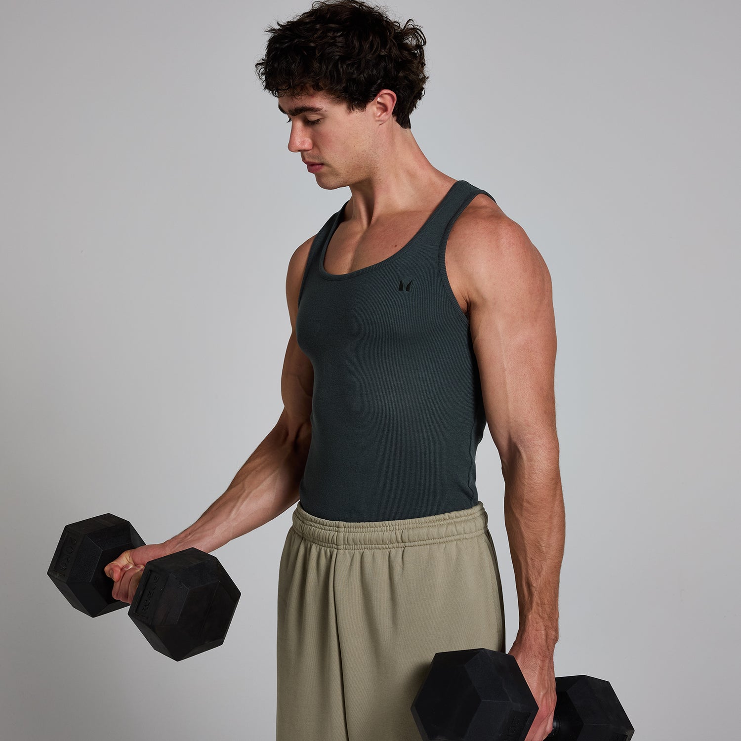 MP Men's Origin Ribbed Muscle Fit Tank - Washed Black - XS