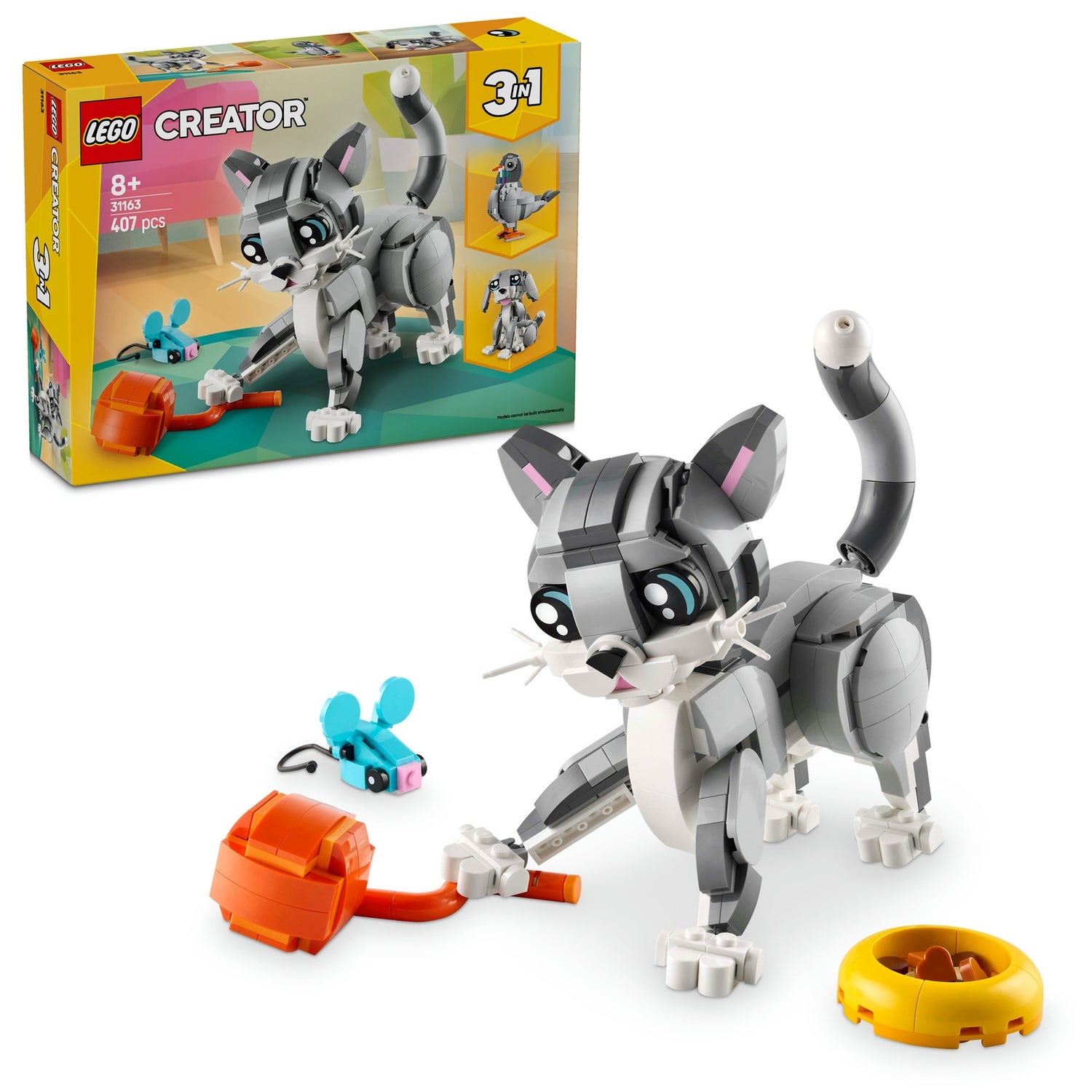 LEGO Creator 3in1 Playful Cat Figure, Toy Animal Set 31163