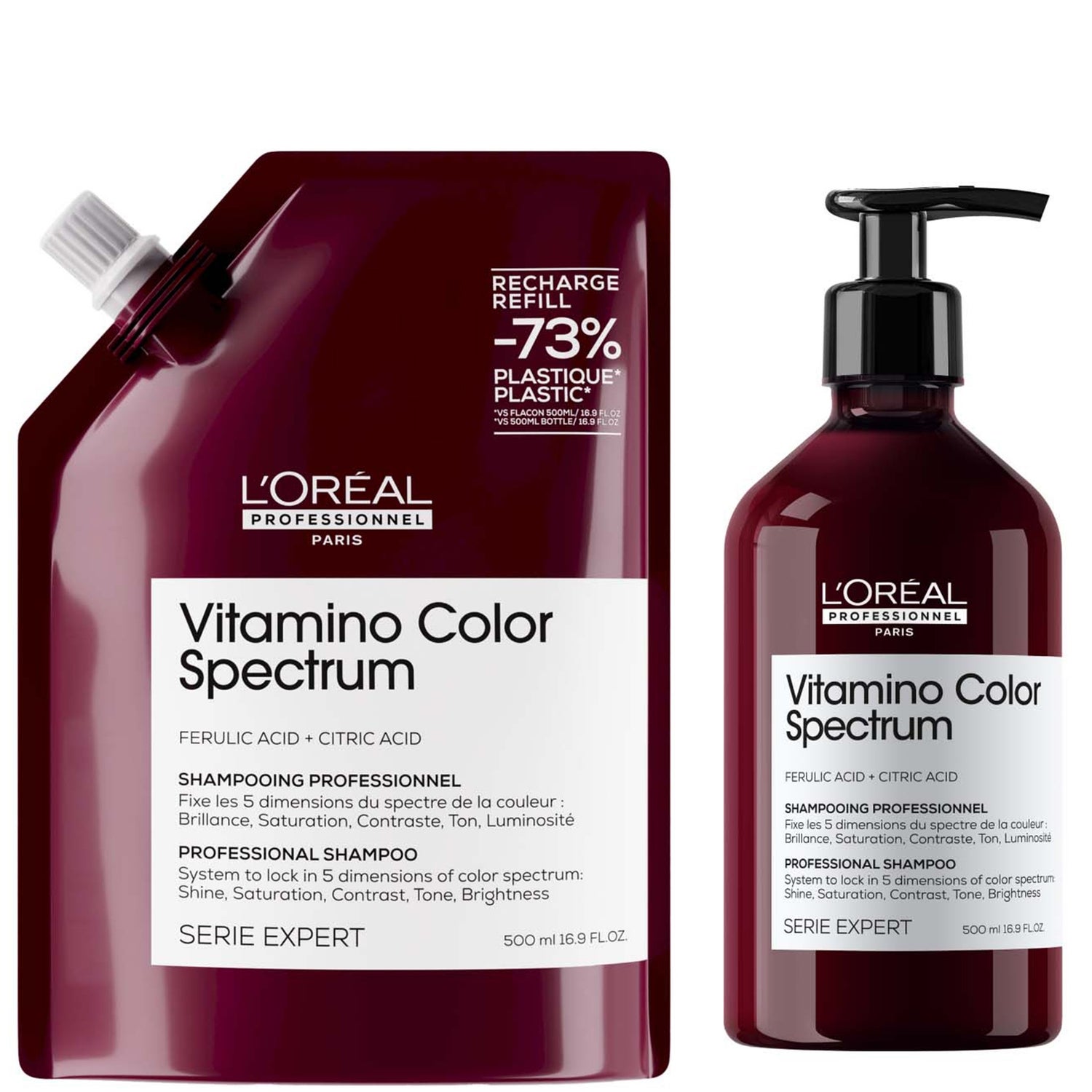 L'Oréal Professionnel Vitamino Color Spectrum Shampoo and Refill Pack 500ml Duo for Coloured Hair