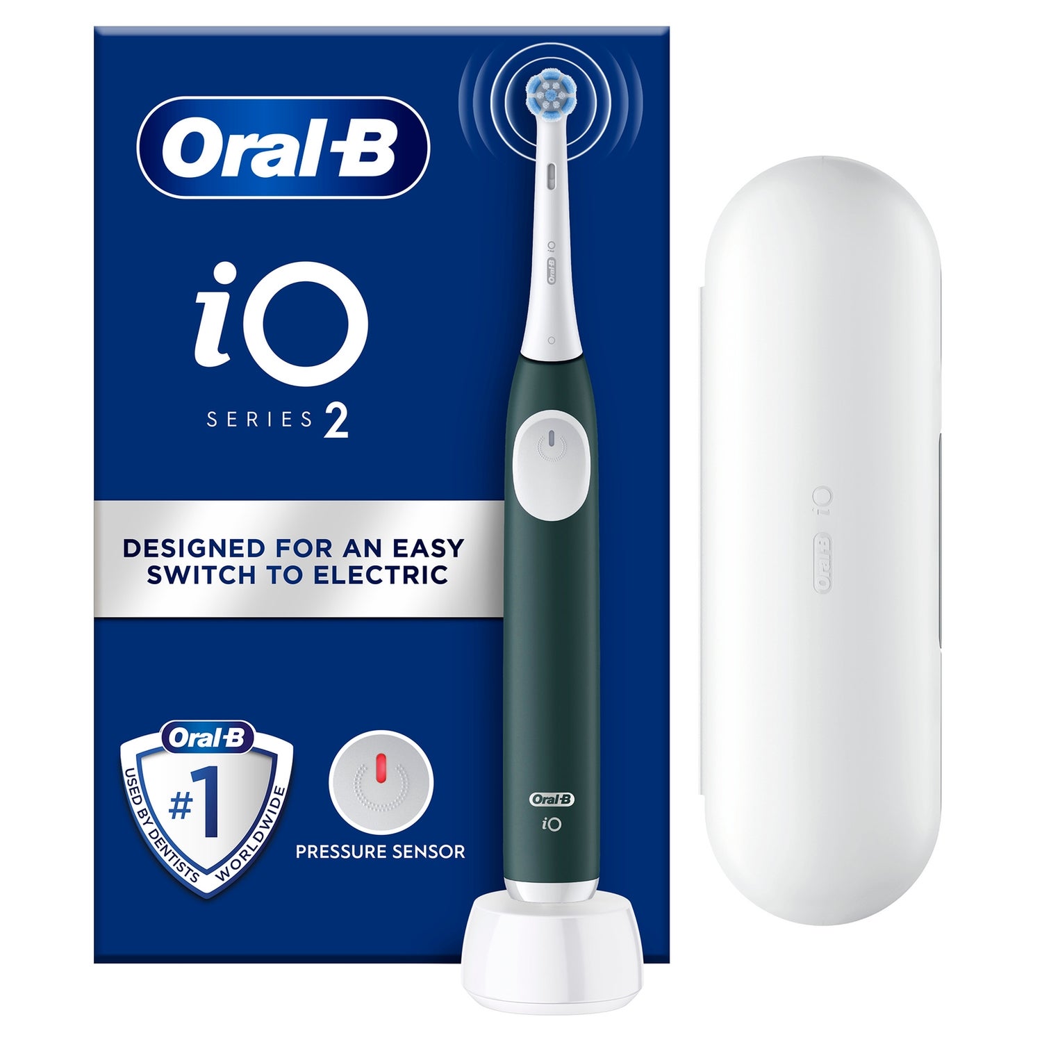 Oral-B iO2 Forest Green Electric Toothbrush + Travel Case