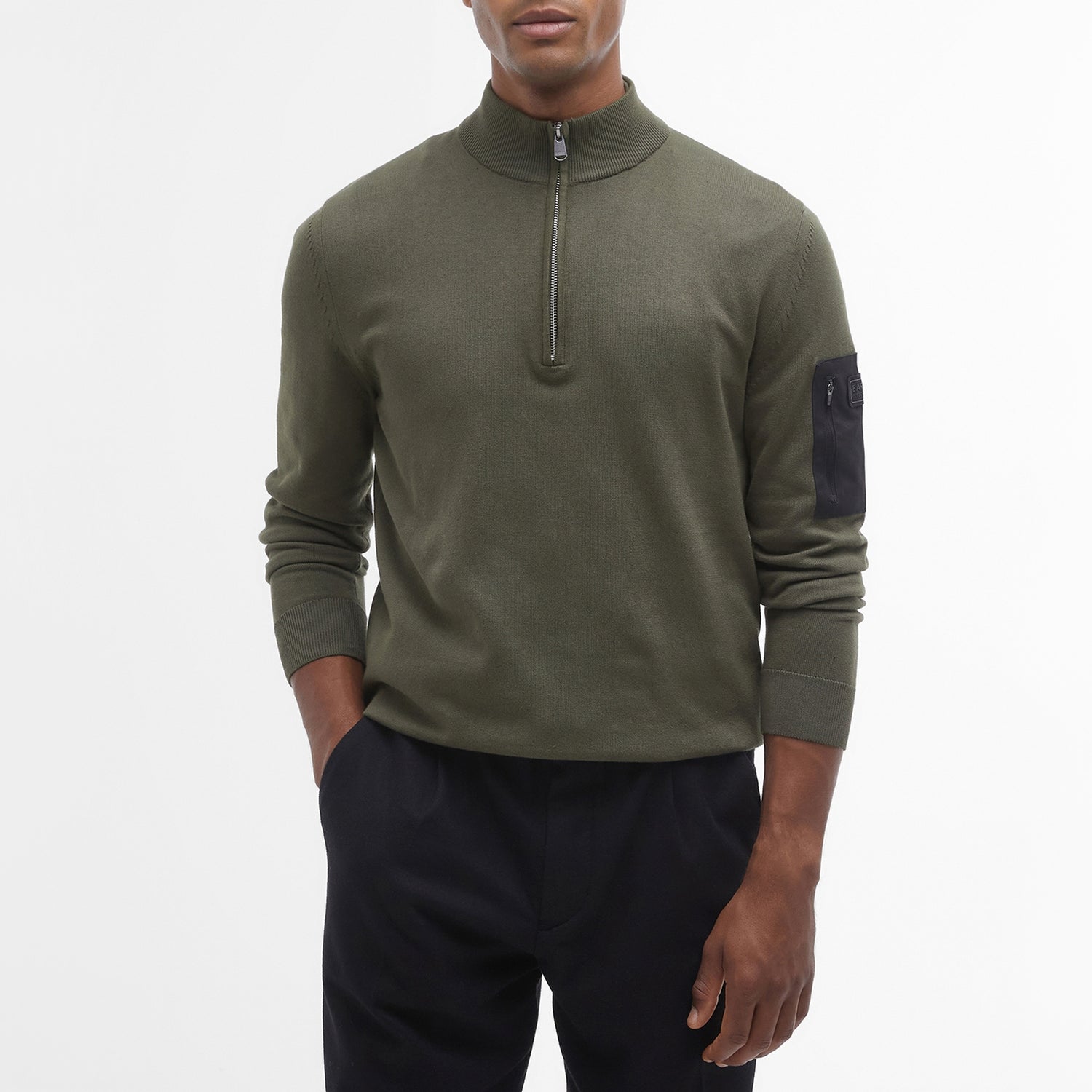 Barbour International Blades Cotton Half Zip Knit Jumper - XL