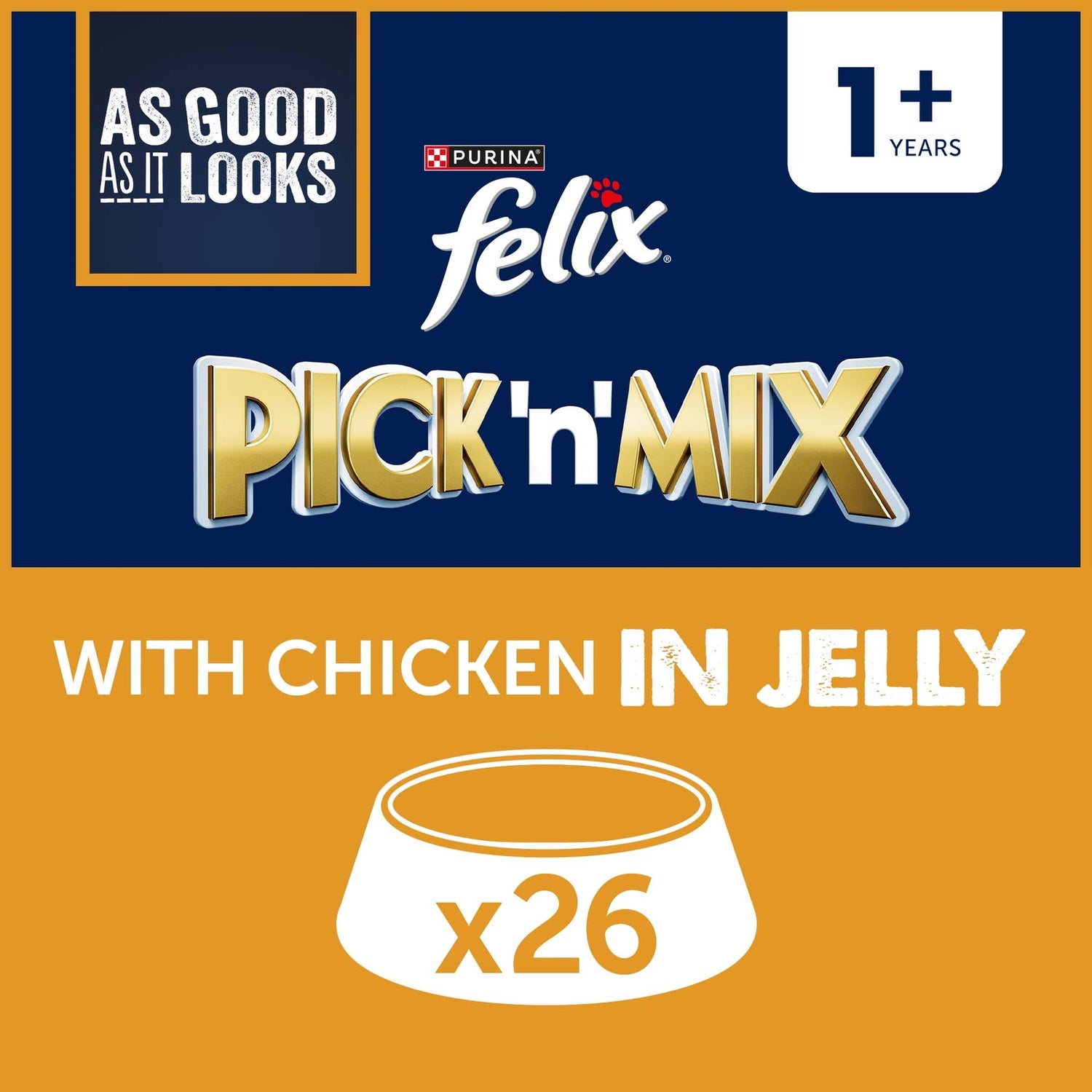 Felix As Good As It Looks Adult Wet Cat Food with Chicken in Jelly 26x85g