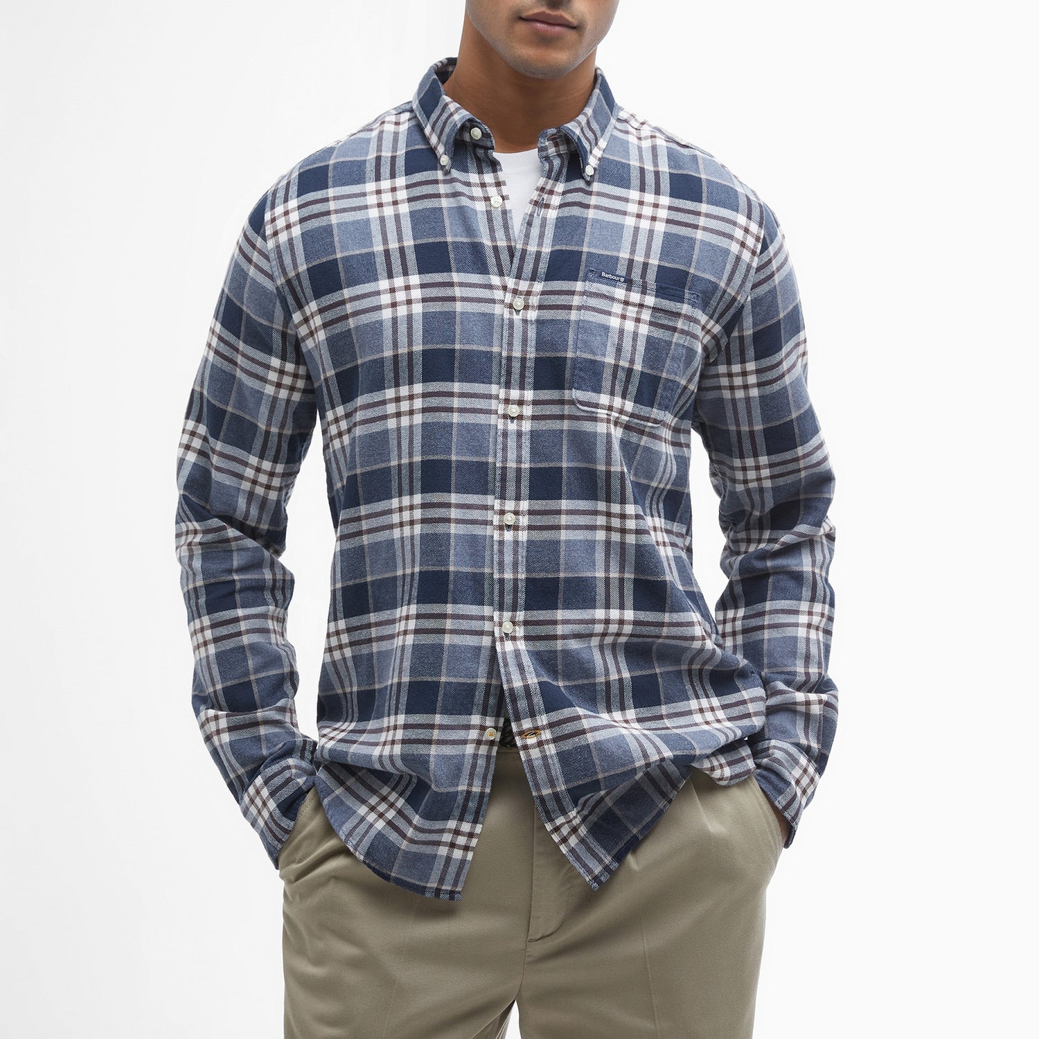 Barbour Fallbay Tailored Fit Checked Brushed Cotton Shirt - L