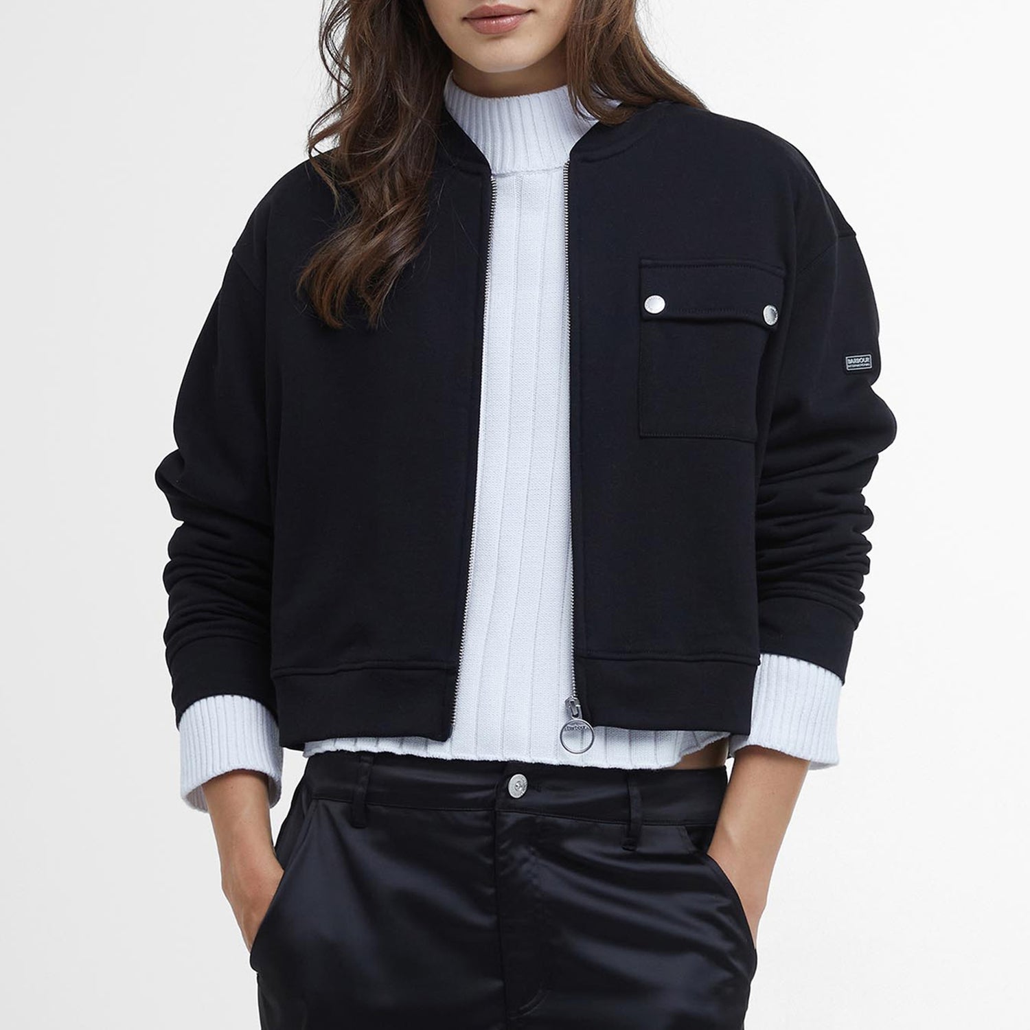 Barbour International Women's Della Sweat Bomber Jacket - Black - UK 14