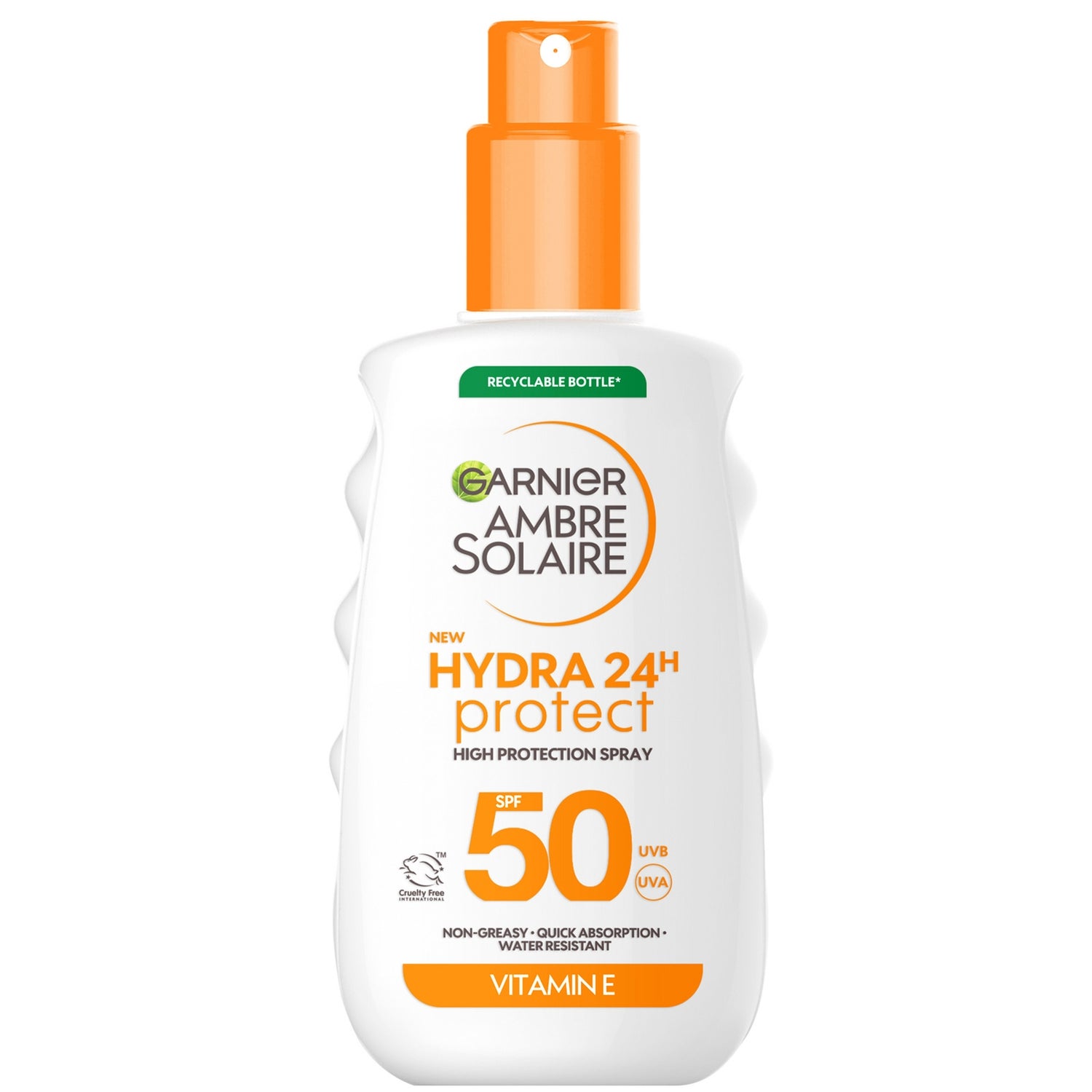 Garnier Ambre Solaire SPF 50 Hydra 24 Hour Protect High Protection UVB & UVA Hydrating Sun Cream Spray 175ml