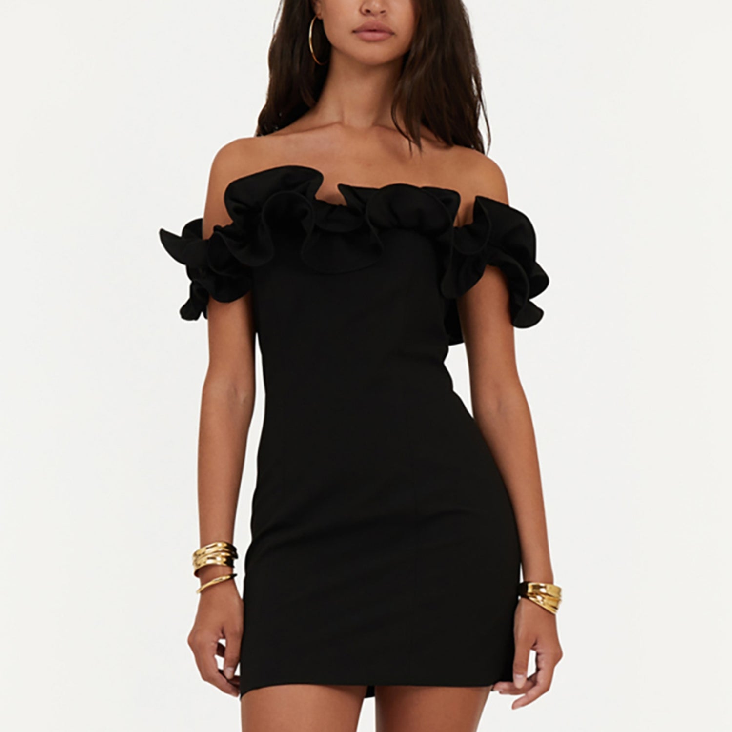 ROTATE Birger Christensen Ruffle Crepe Mini Dress - UK 14