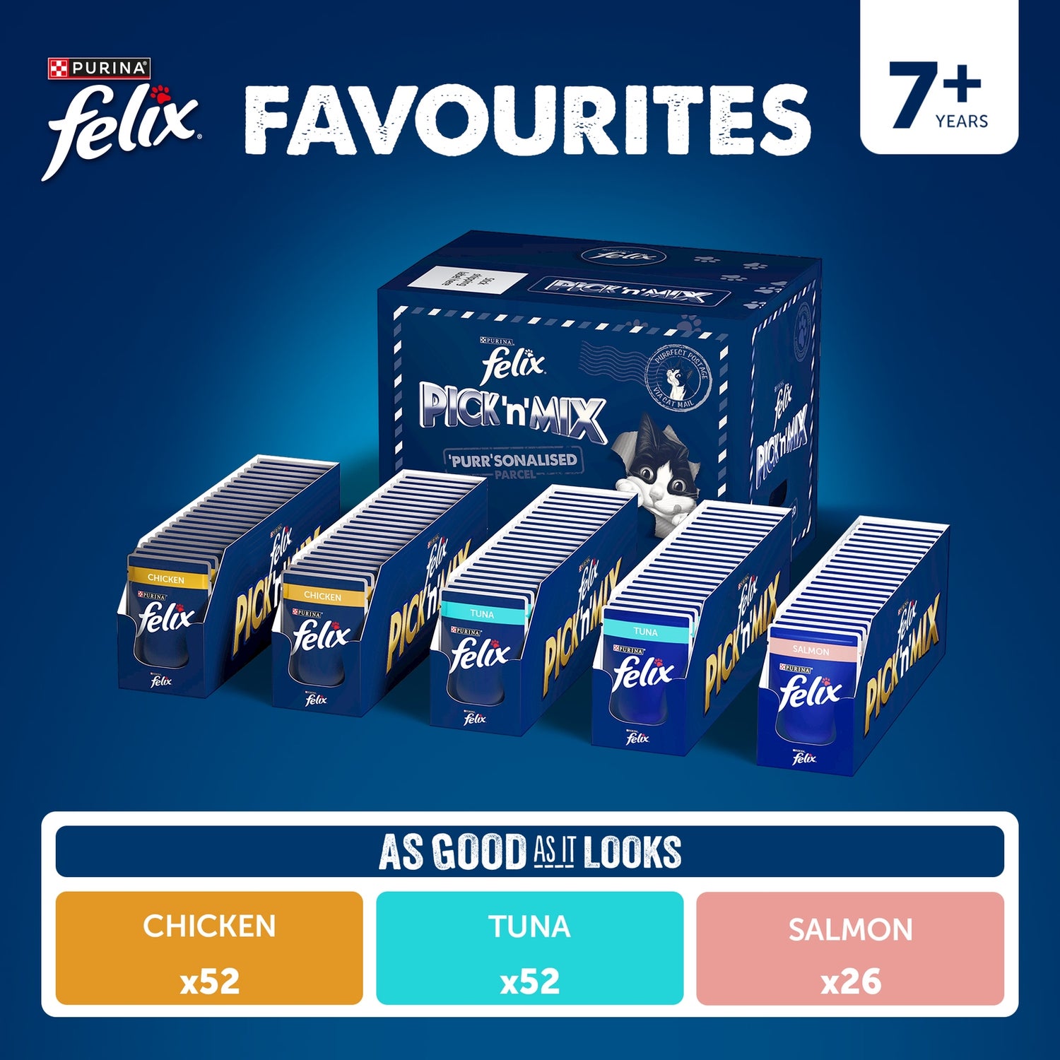 Felix Favourites Pre-Mixed Bundle Senior Wet Cat Food 130x85g