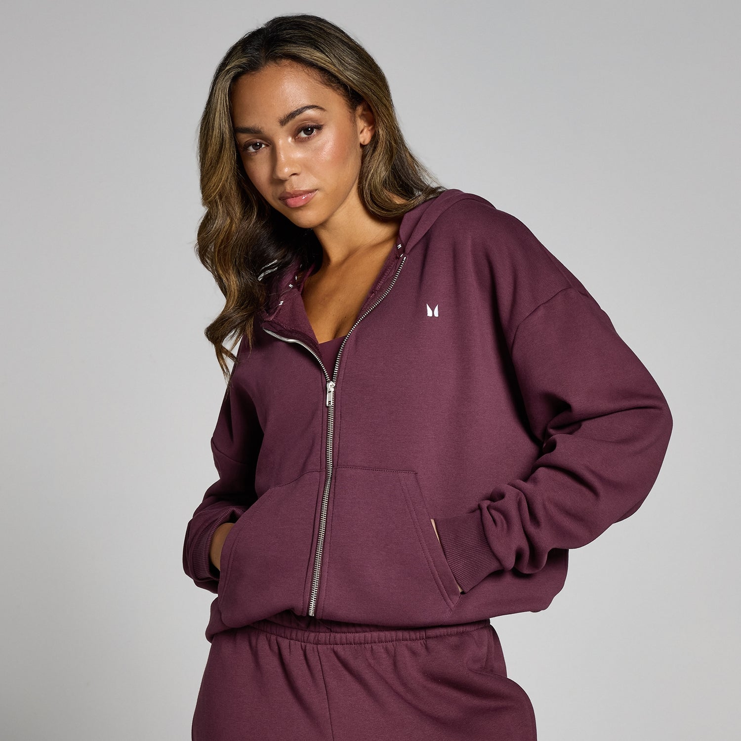 MP Women's Basics Zip Through Hoodie - Deep Berry - XS