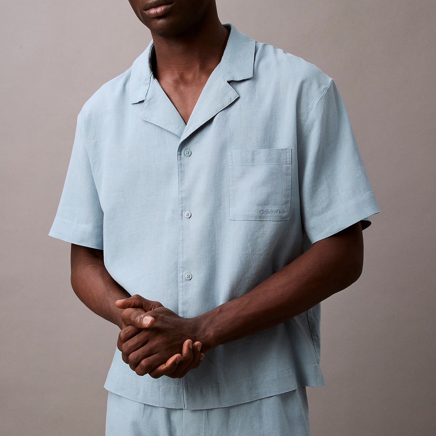 Calvin Klein Linen-Blend Sleep Shirt - M