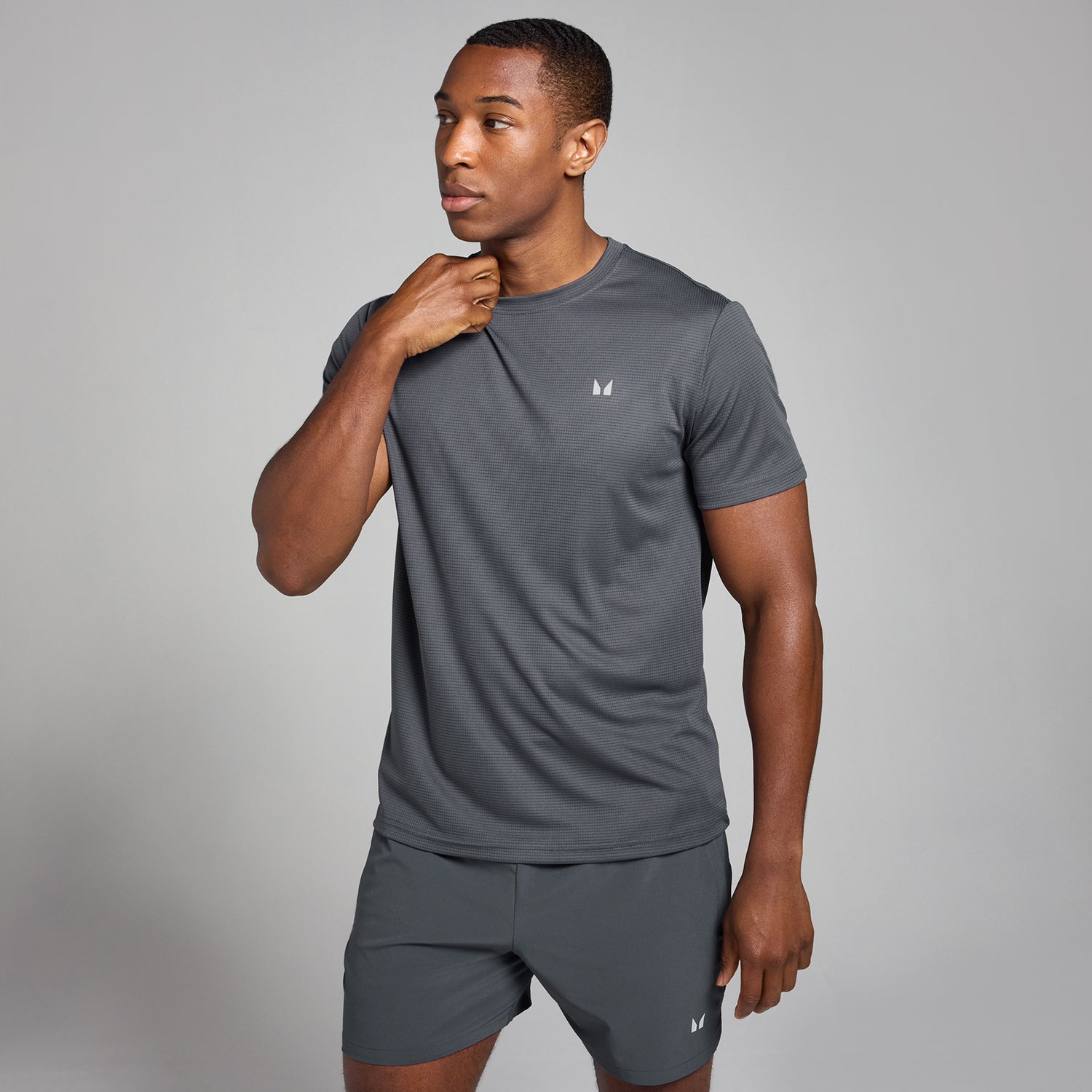 MP Men's Active Grid Training T-Shirt - Dark Grey - XS