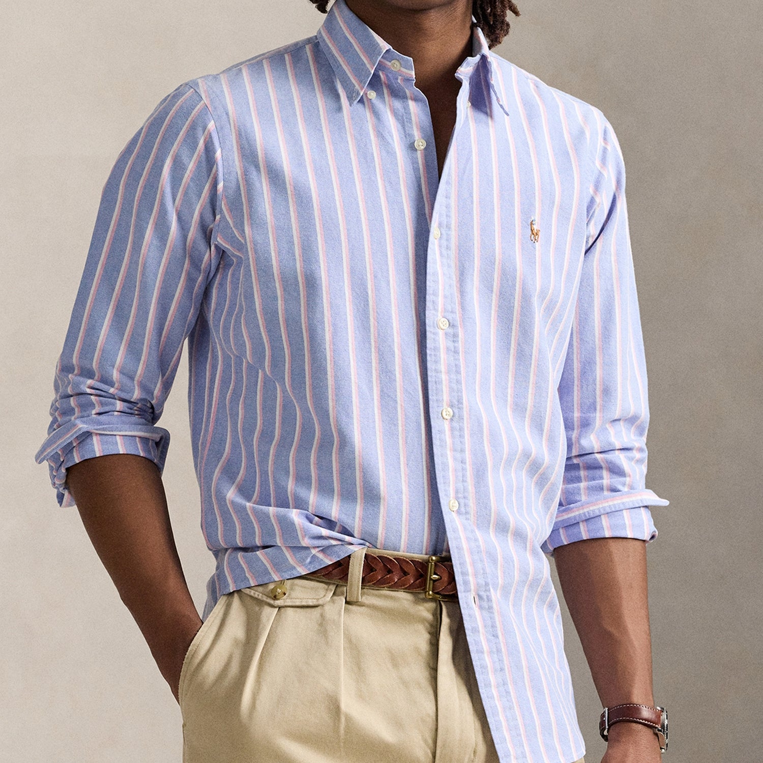 Polo Ralph Lauren Custom Fit Fun Stripe Cotton Long Sleeved Shirt - M