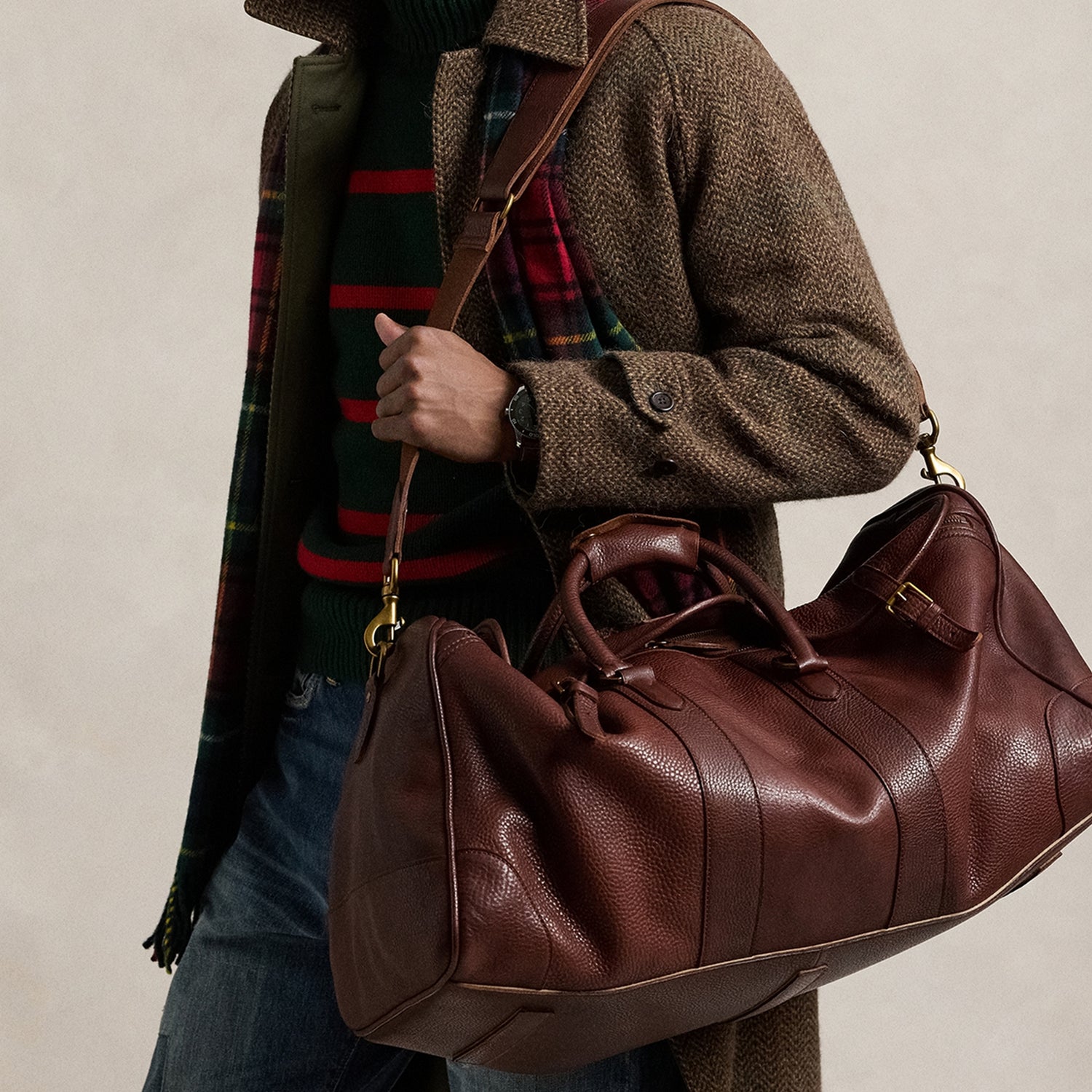 Polo Ralph Lauren Heritage Pebble-Grain Leather Duffle Bag