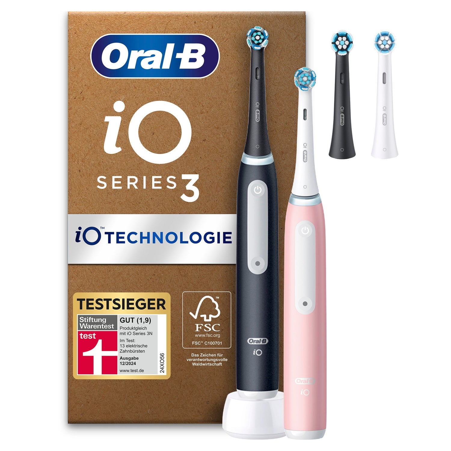 Oral-B iO Series 3 Matt Black/Blush Pink mit 2. Handstück SIOC