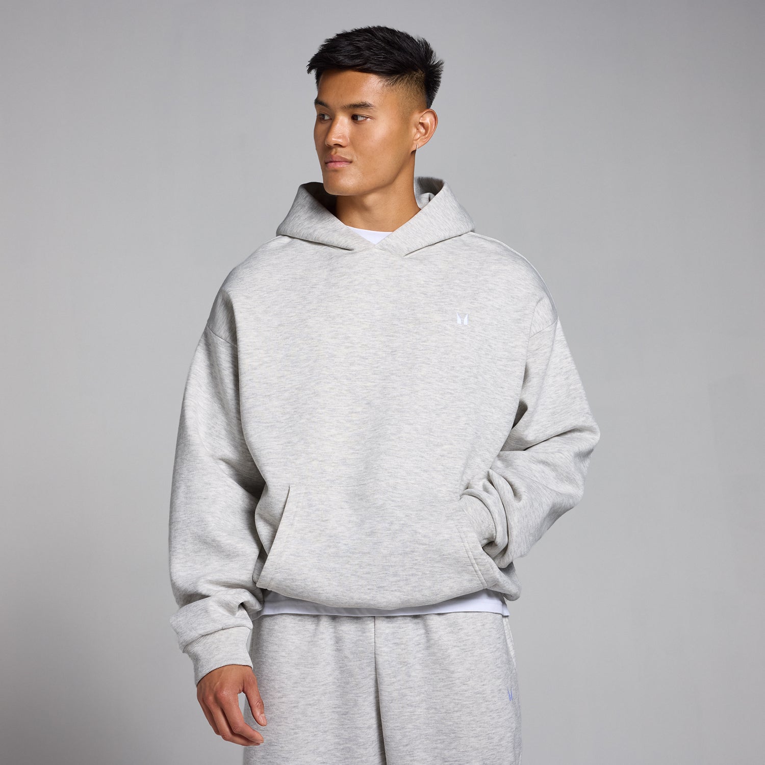 MP Men's Rest Day Oversized Hoodie - Light Grey Marl - XS