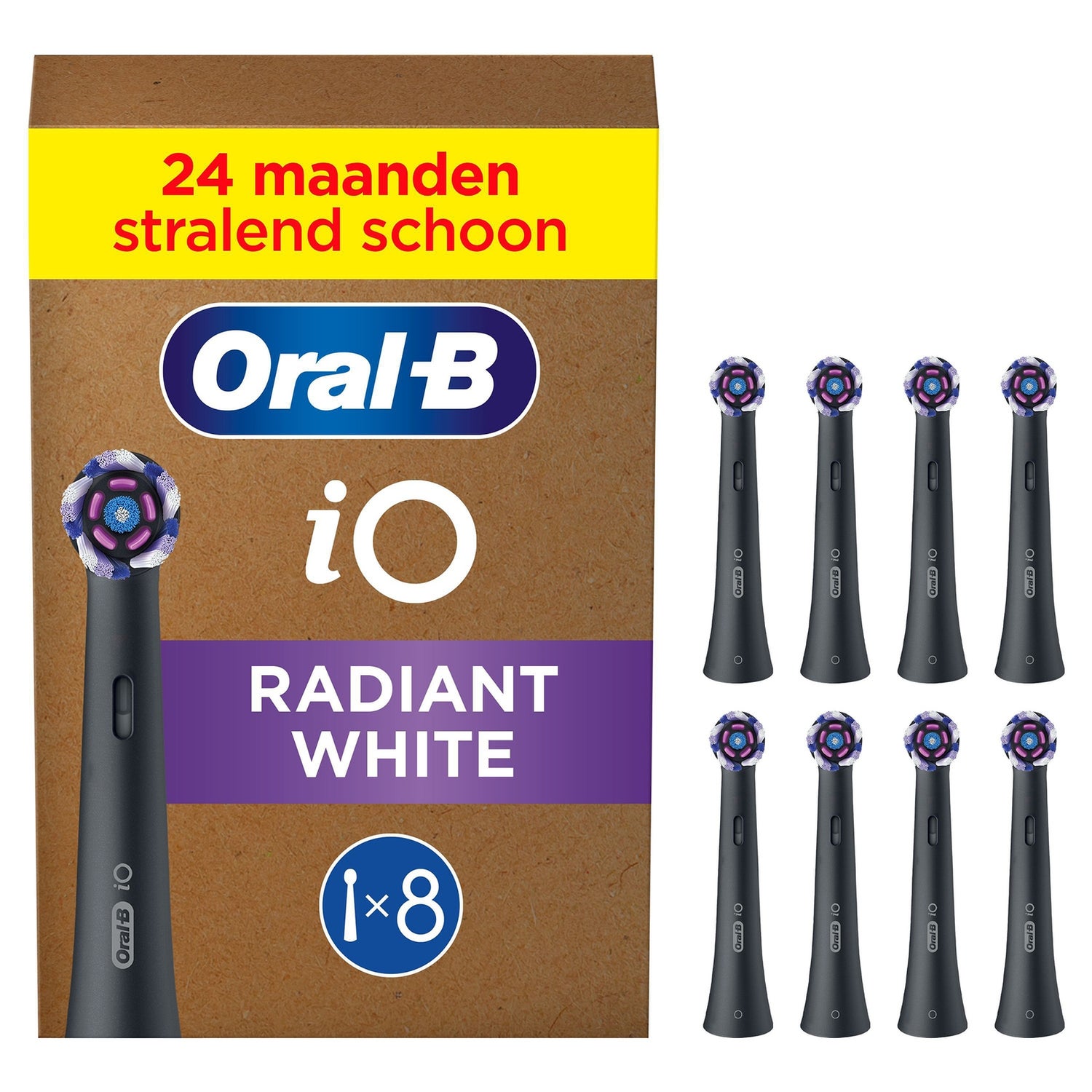 Oral-B iO Series Radiant White Opzetborstels Zwart, 8 Stuks