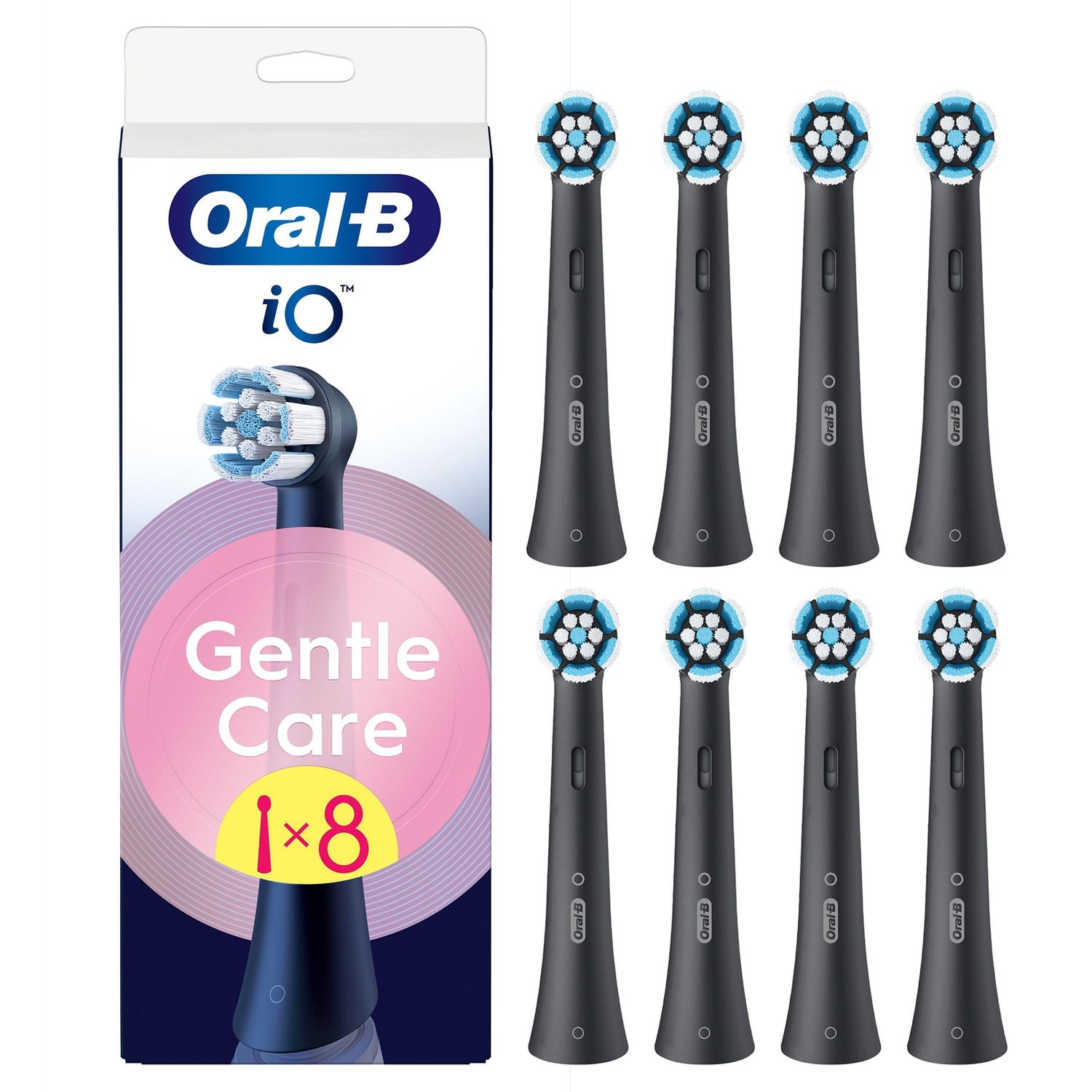 Oral-B iO Series Gentle Care Zwart, Originele opzetborstels, voor gevoelig tandvlees, 8