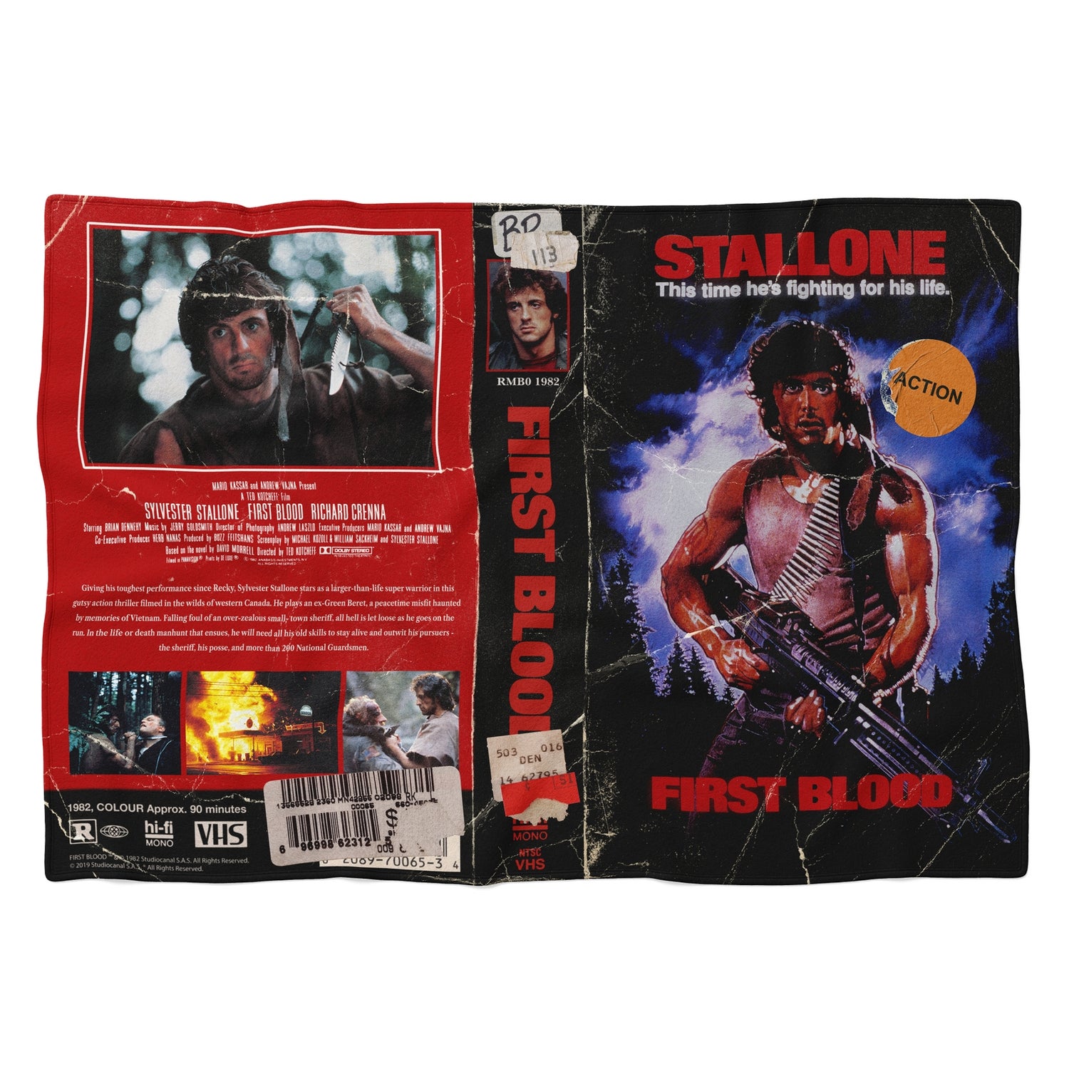 Rambo First Blood VHS Cover Fleece Blanket
