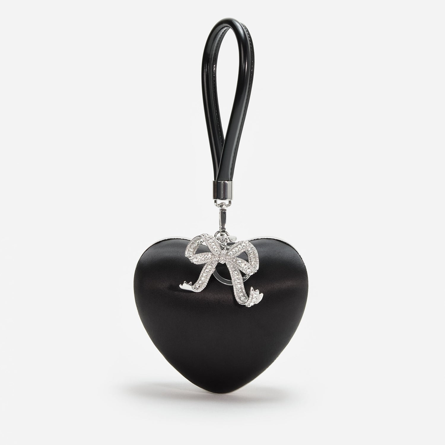 Self-Portrait Top Handle Satin Heart Clutch