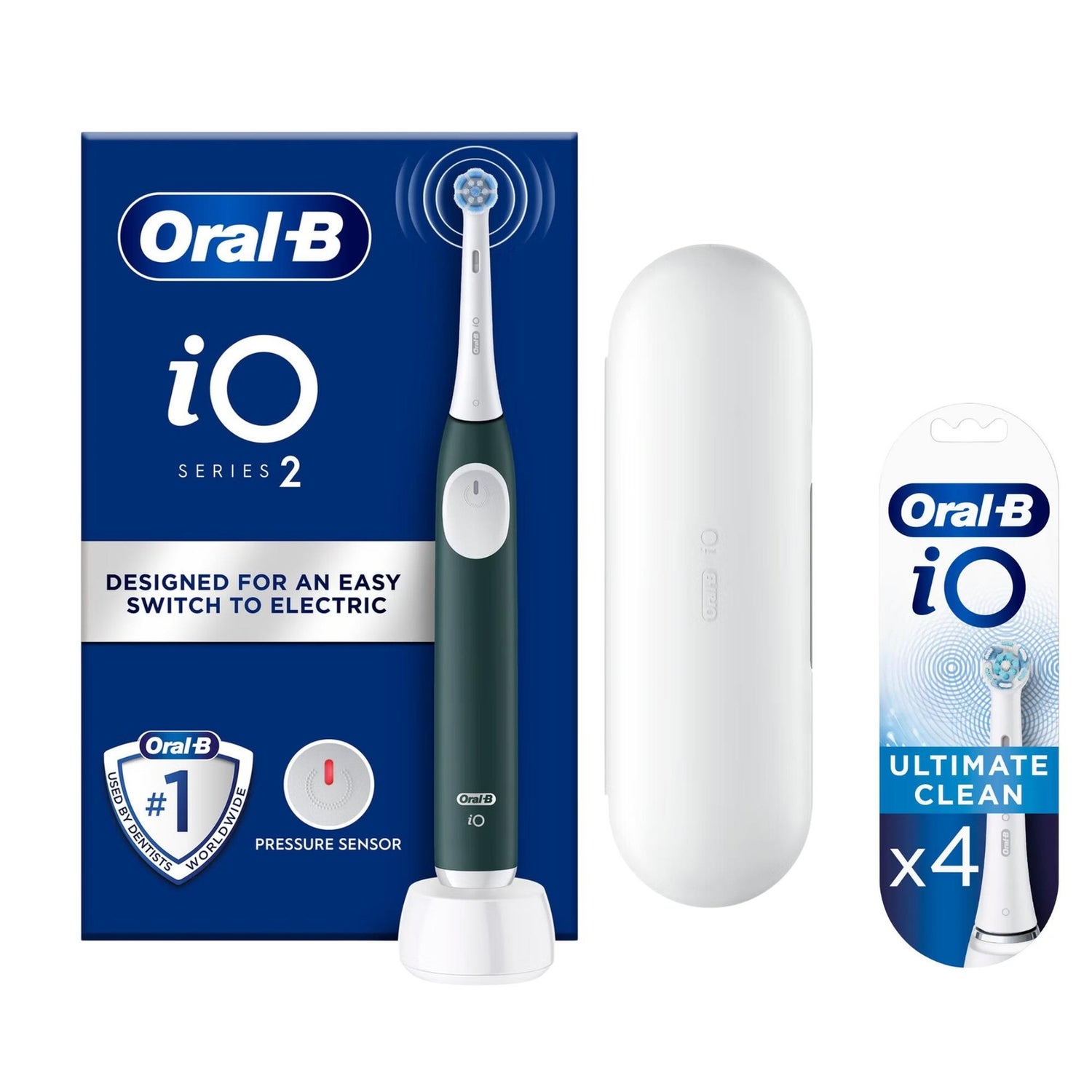Oral-B iO2 Forest Green Electric Toothbrush + Travel Case