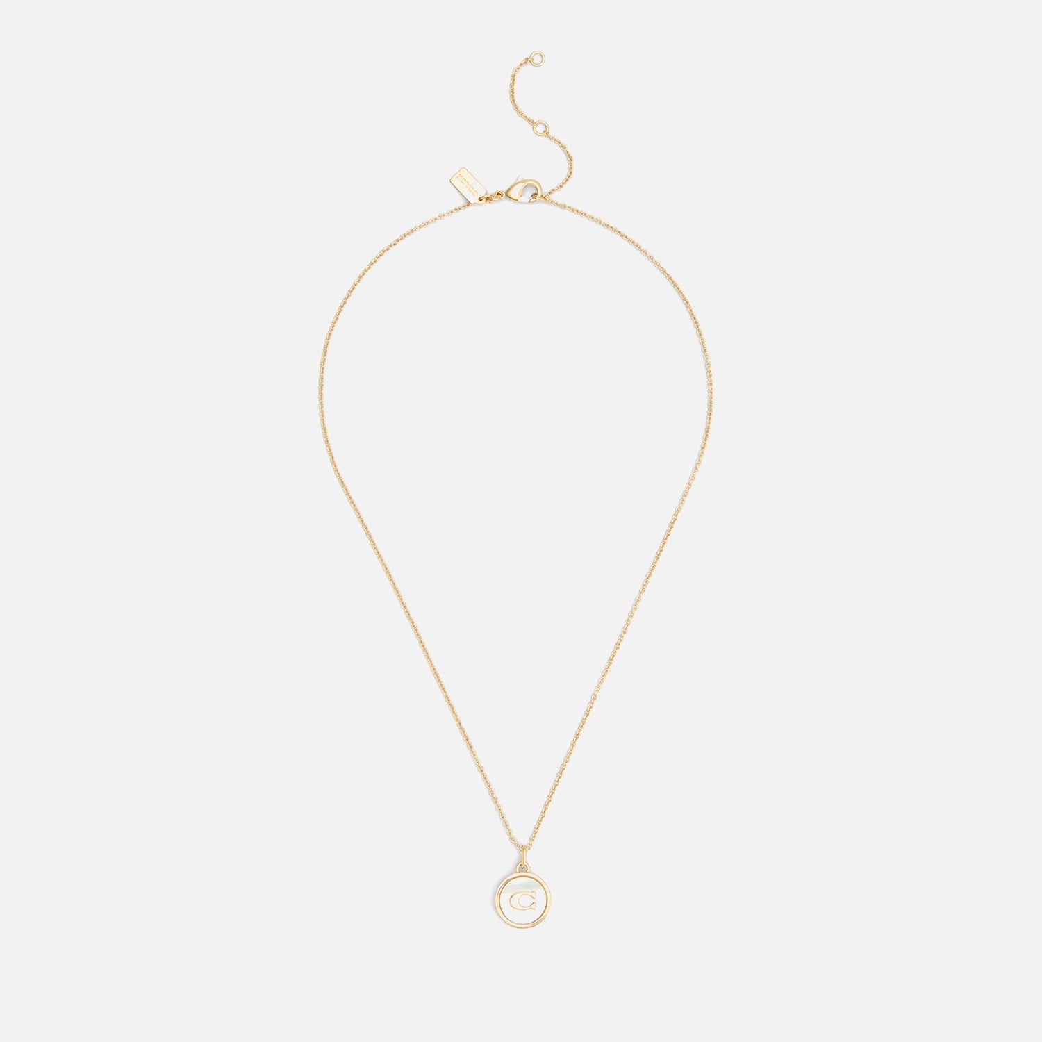 Coach Mop Coin Short Gold-Tone Pendant Necklace