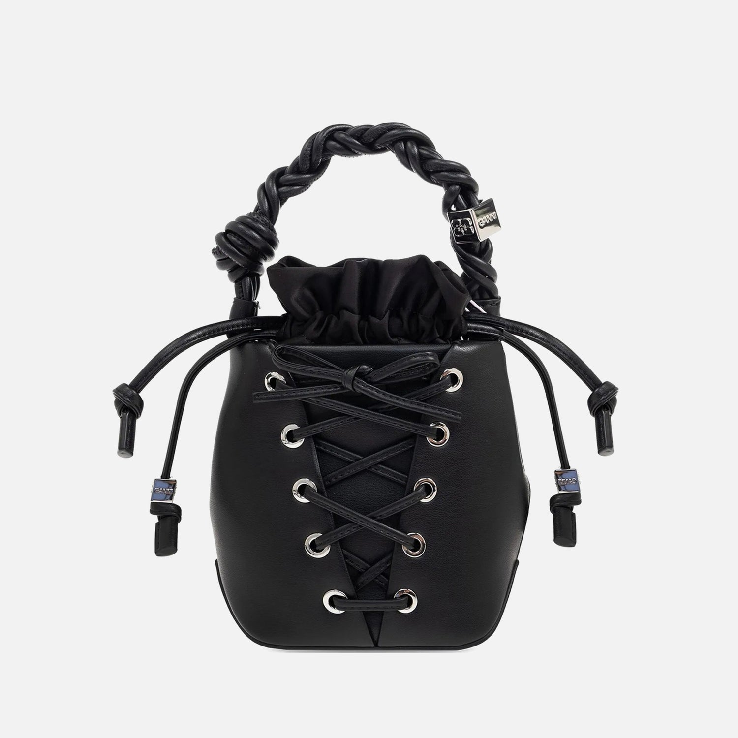 Ganni Mini Eyelets Lace-Up Bou Bucket Bag