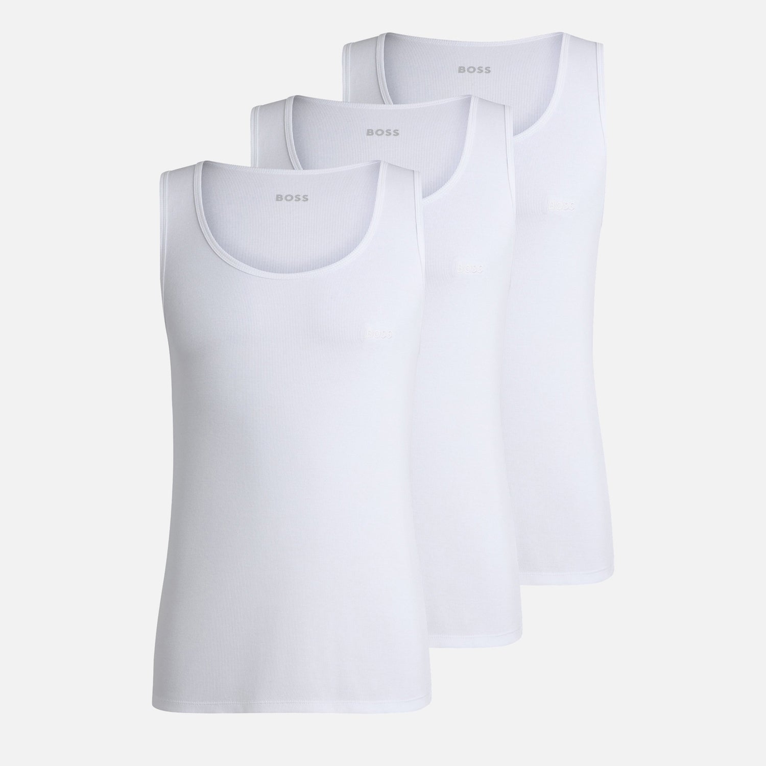 BOSS Bodywear 3-Pack Ribbed Cotton-Jersey Tank Tops - M