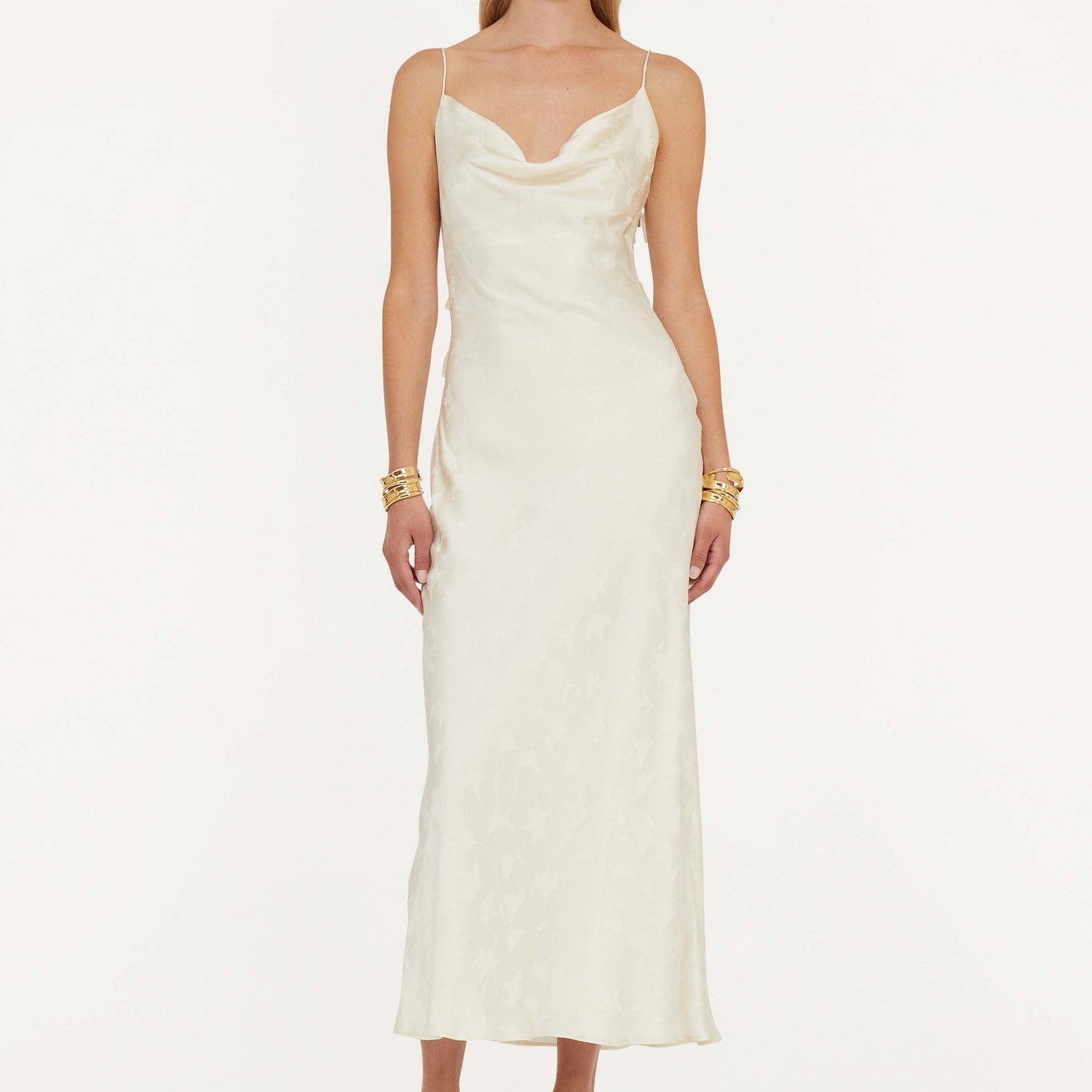 ROTATE Birger Christensen Floral-Jacquard Silk Midi Dress - DK 36/UK 8