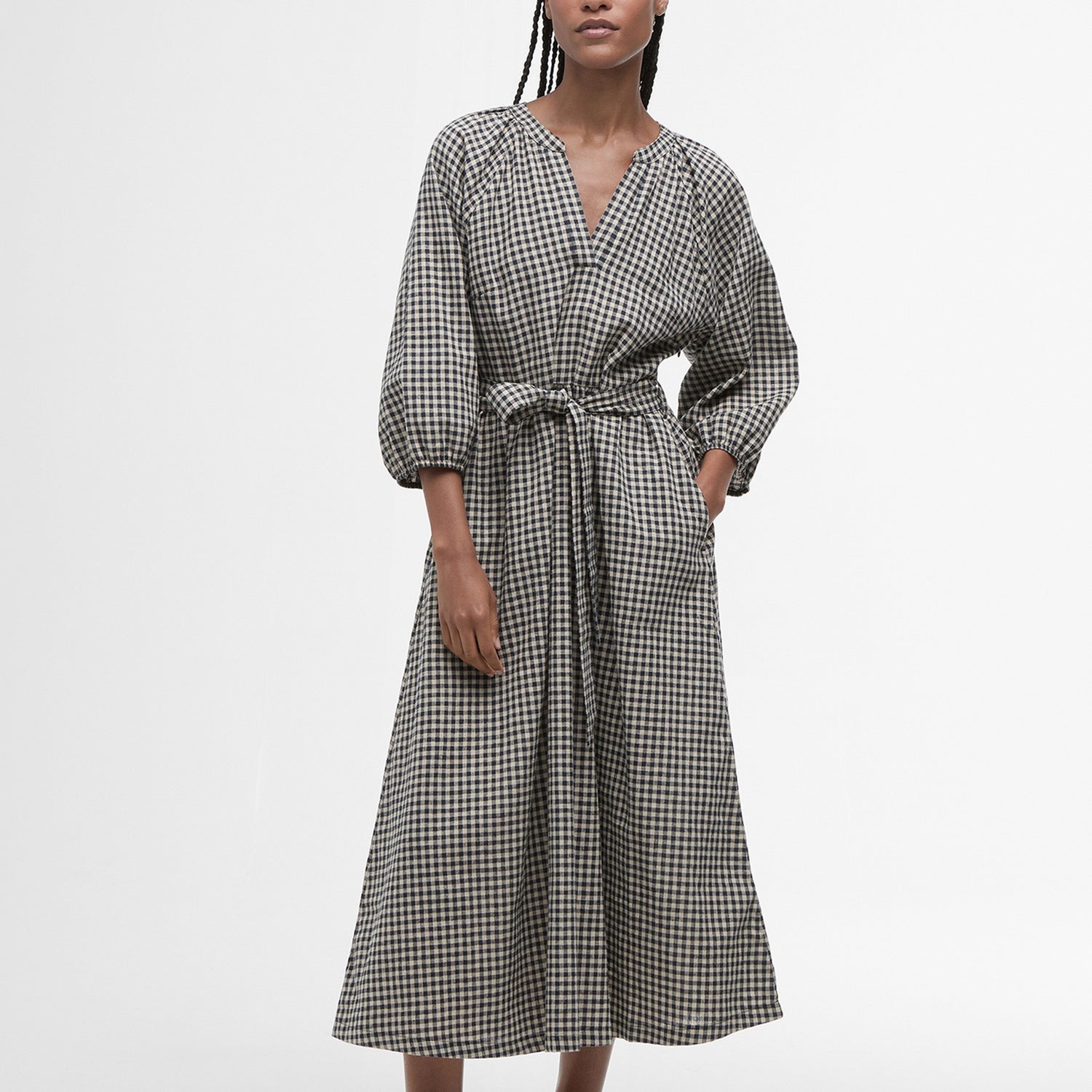 Barbour Suri Cotton-Gingham Midi Dress - UK 10
