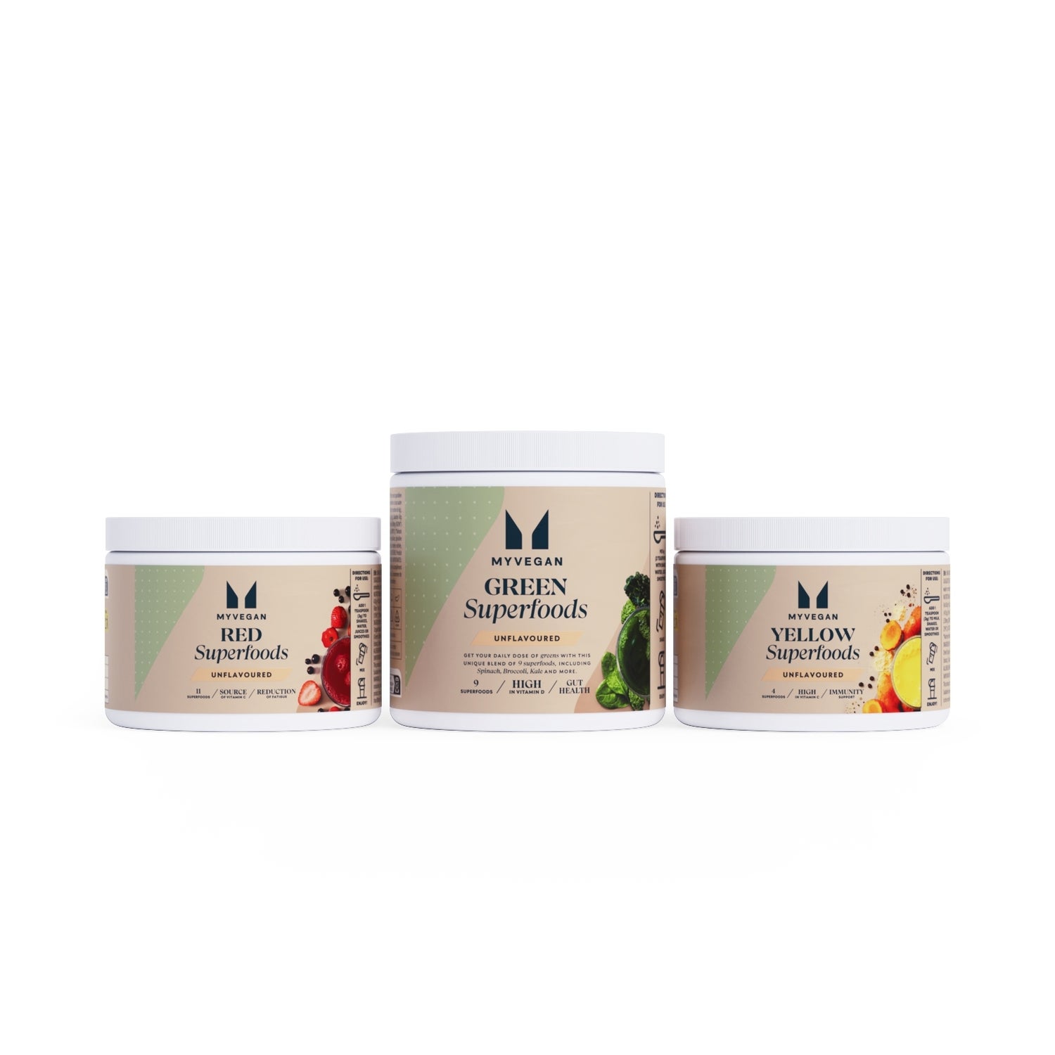 Superfoods Bundle - Reds - Unflavoured - Yellow - Unflavoured - Greens - Raspberry Cranberry