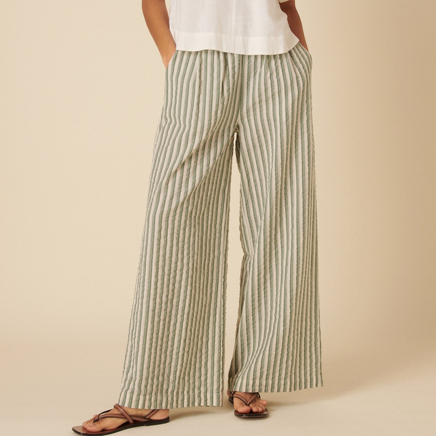 Nobody's Child Parker Striped Organic Cotton Trousers - UK 8