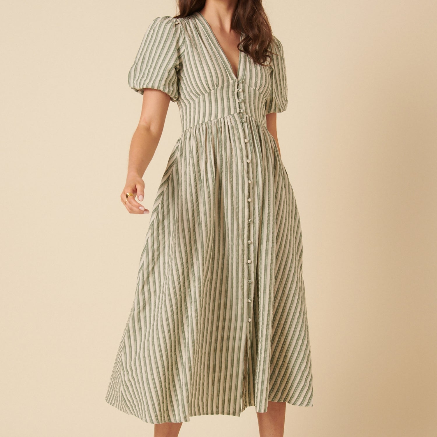 Nobody's Child Starlight Striped Cotton-Seersucker Dress - UK 6
