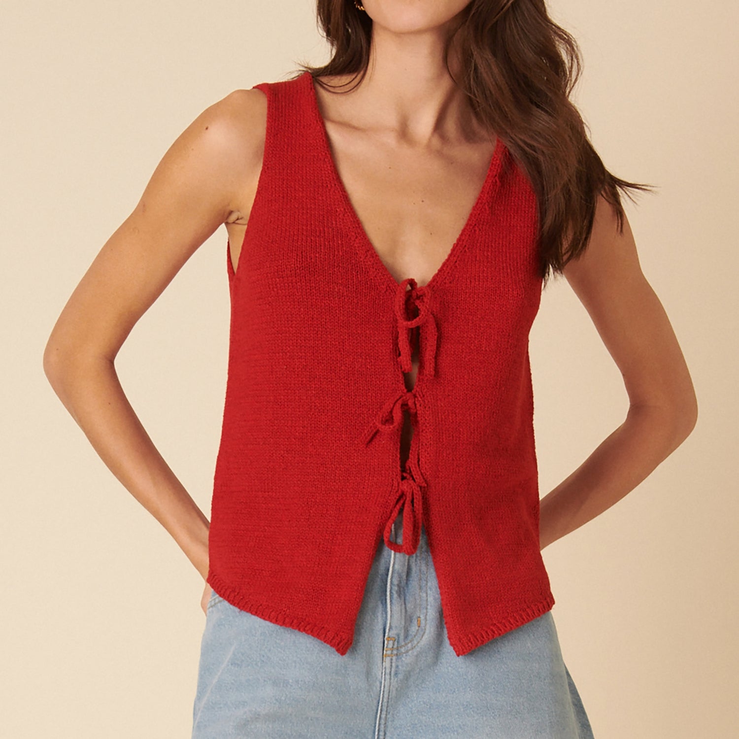 Nobody's Child Tie-Front Knitted Waistcoat - UK 12