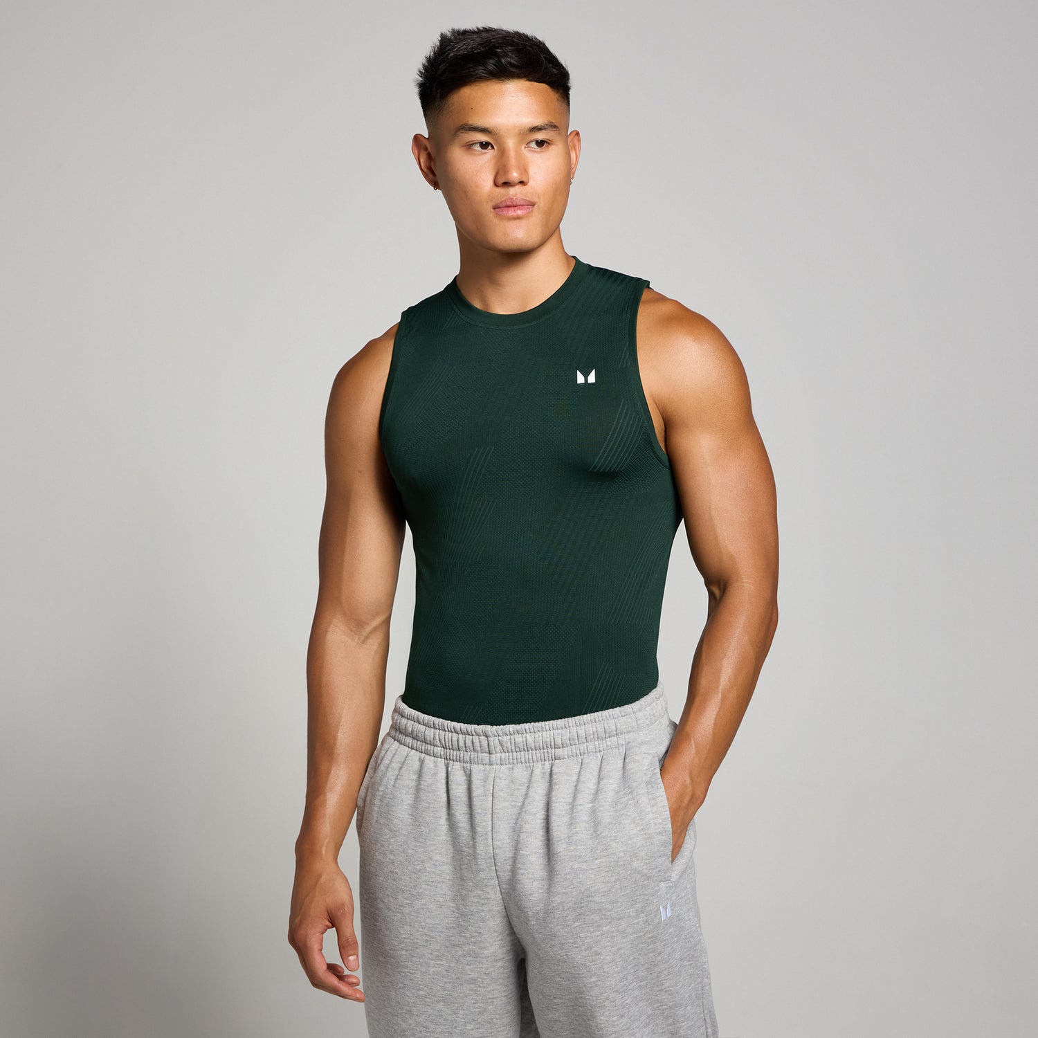 MP Men's Tempo Pillar Graphic Seamless Tank - Dark Emerald - XS