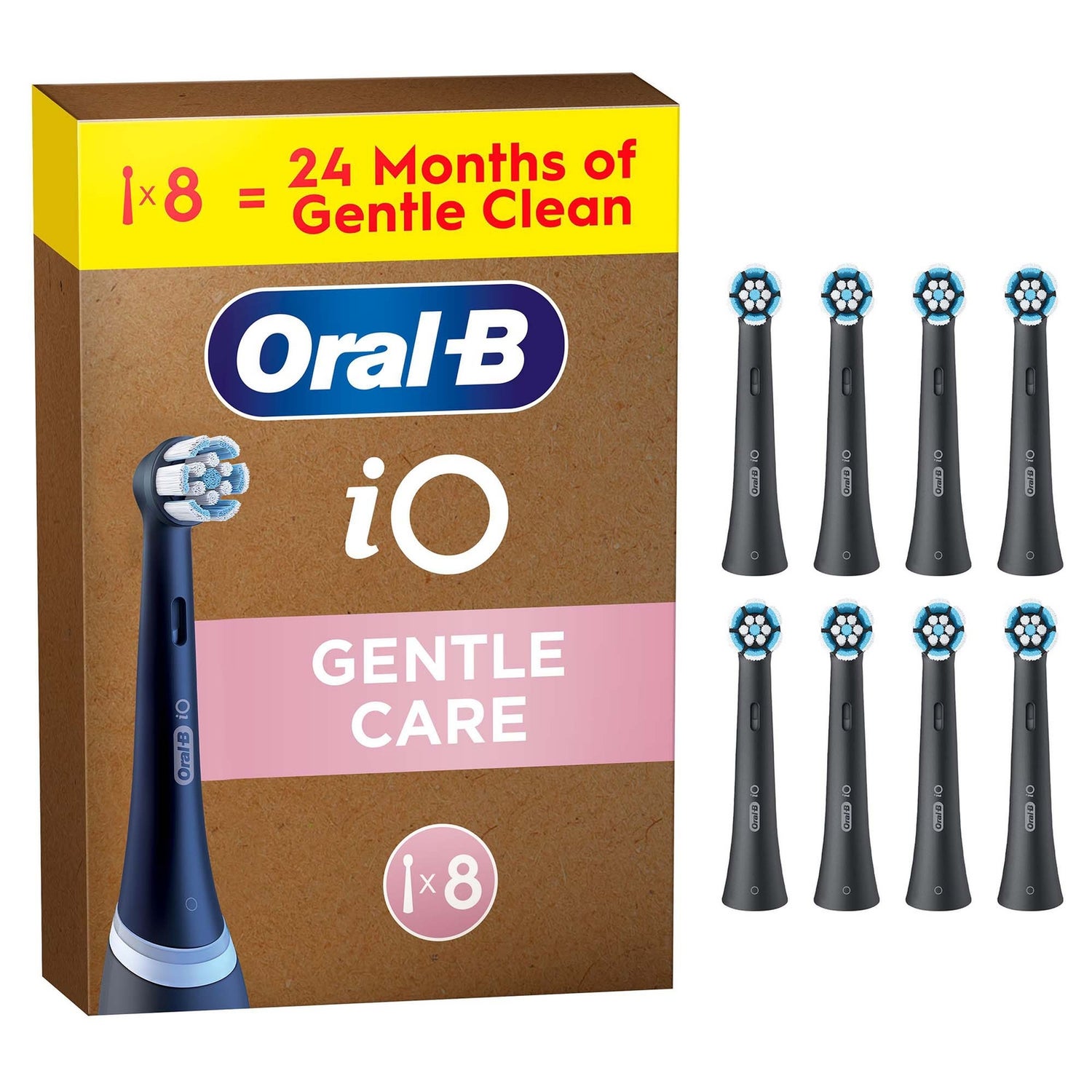 Oral-B iO Gentle Care, Original Brush Heads, Black, 8 Pieces