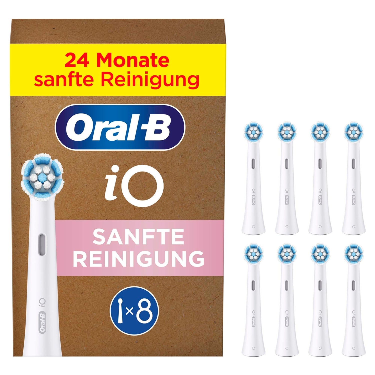 Oral-B iO Sanfte Reinigung, Original Aufsteckbürsten, Weiß, 8 Stück